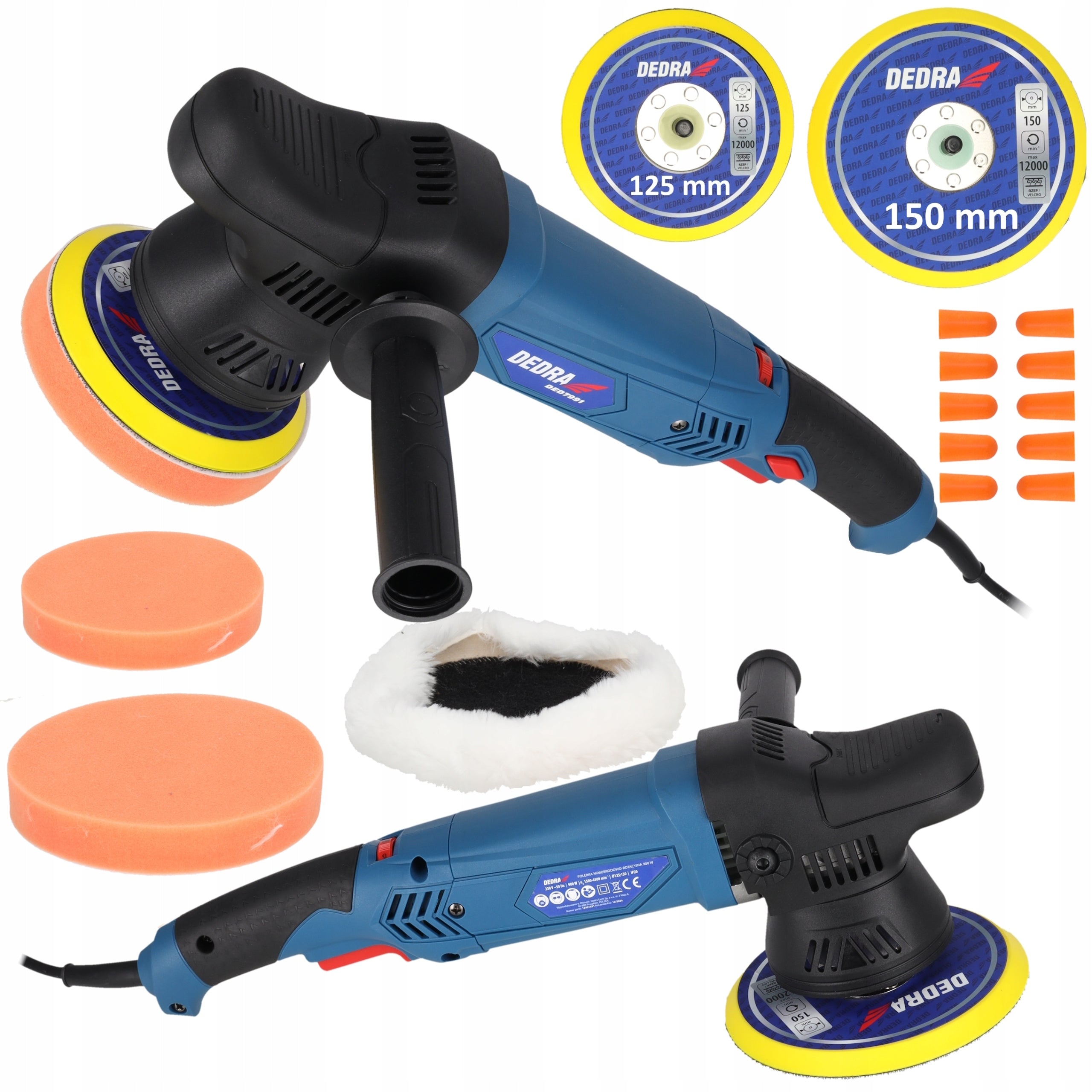 CAR POLISHER Dual Action Polishing Machine 2 Pads 125 150mm DEDRA
