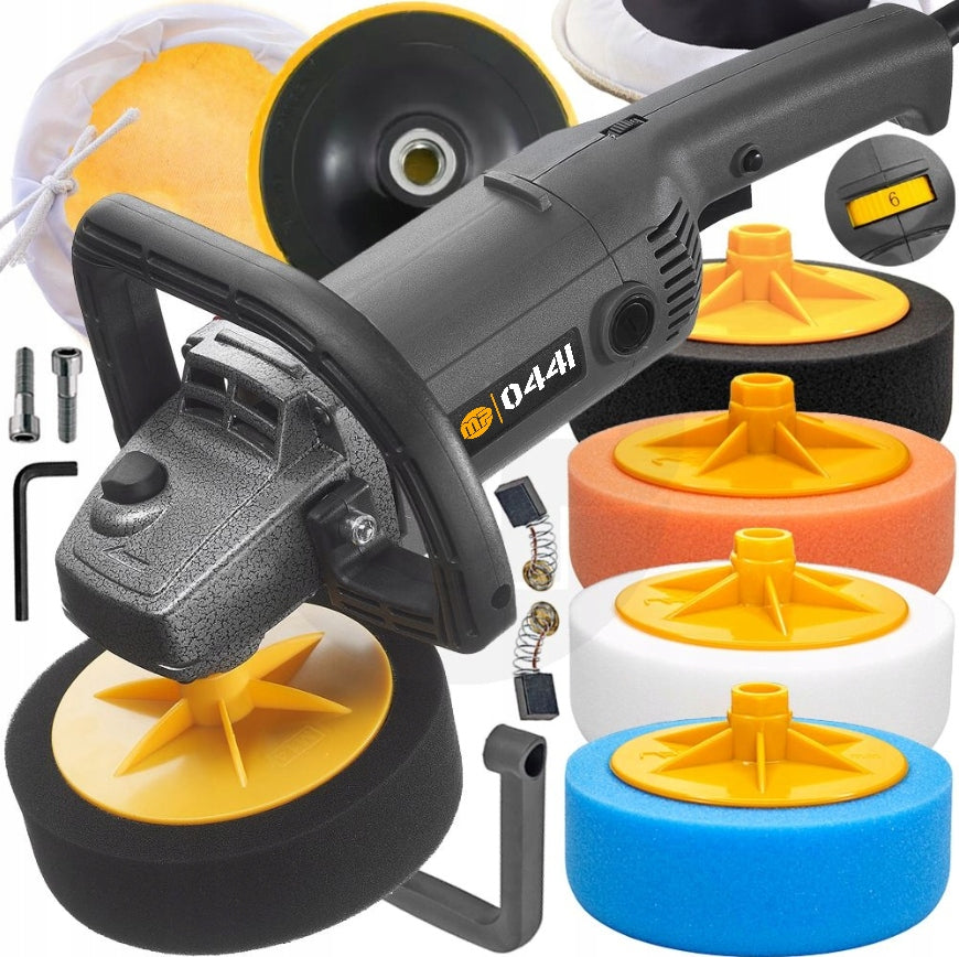CAR POLISHER GRINDER WITH ADJUSTABLE SPEED + 4x SPONGE 2600W MP0441