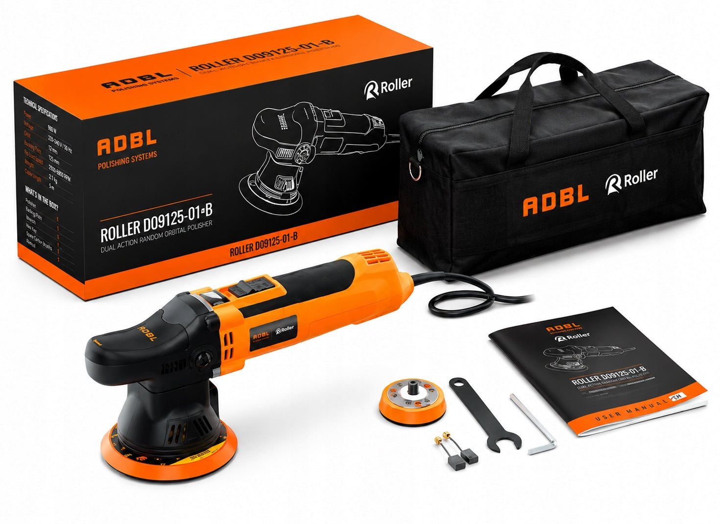 CAR POLISHER polishing machine DA 9mm ADBL ROLLER D09125-01B + BAG