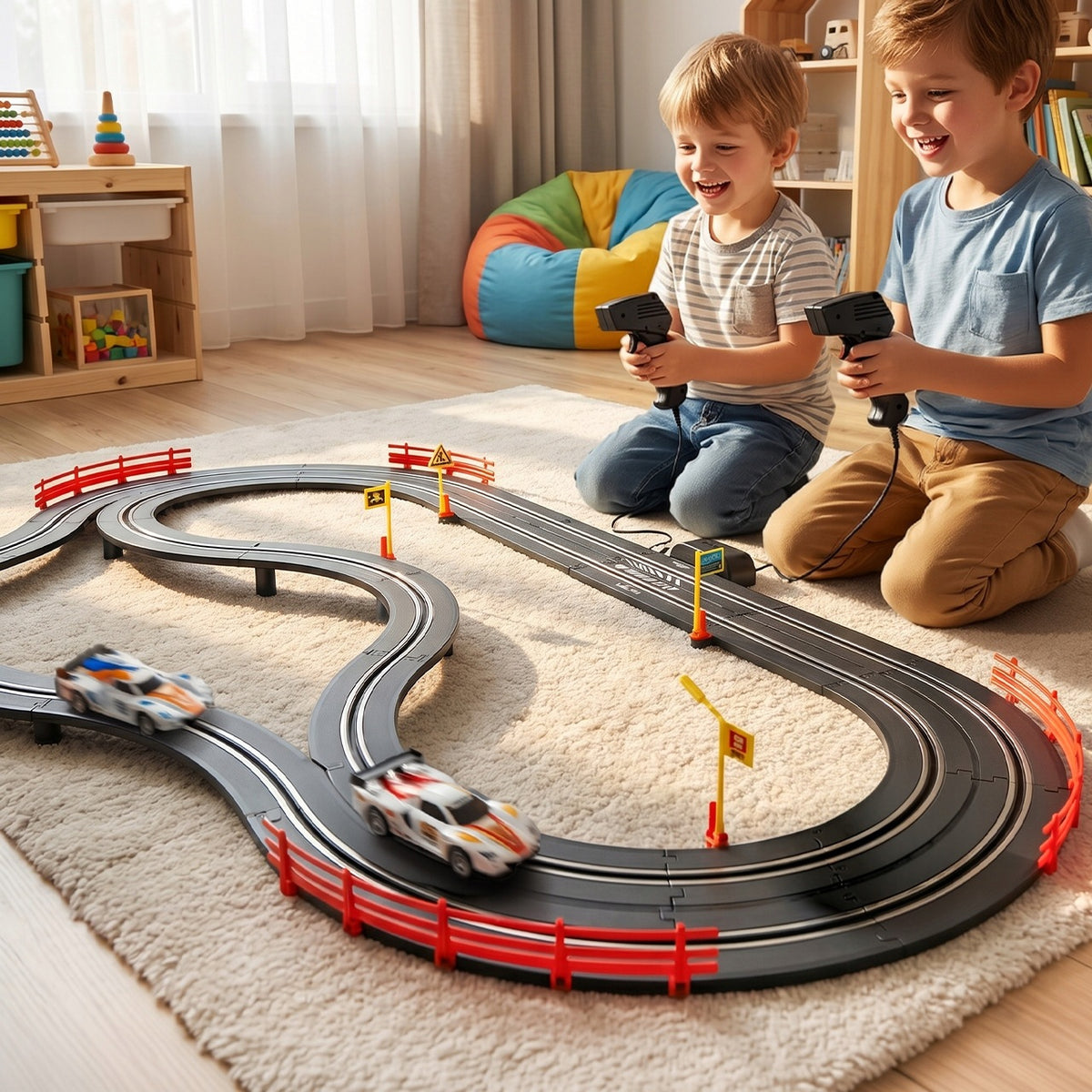 CAR RACING TRACK 300CM 2 CARS LED 2 CONTROLLERS USB POWER SUPPLY 1:43 Packaging status original