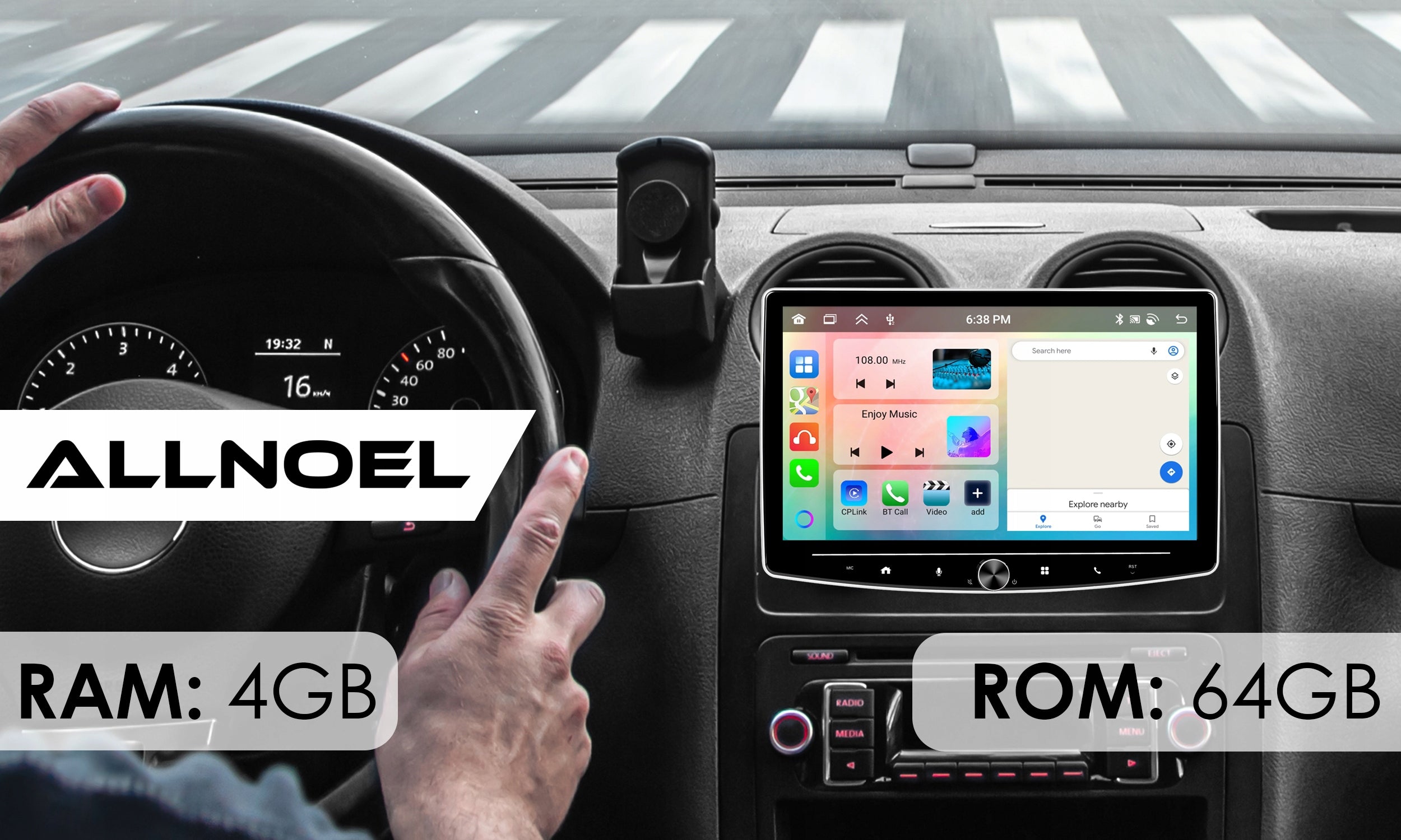 CAR RADIO 1 DIN 10'' CARPLAY ANDROID WIFI GPS TOUCH FM 4GB/64GB Packaging status original