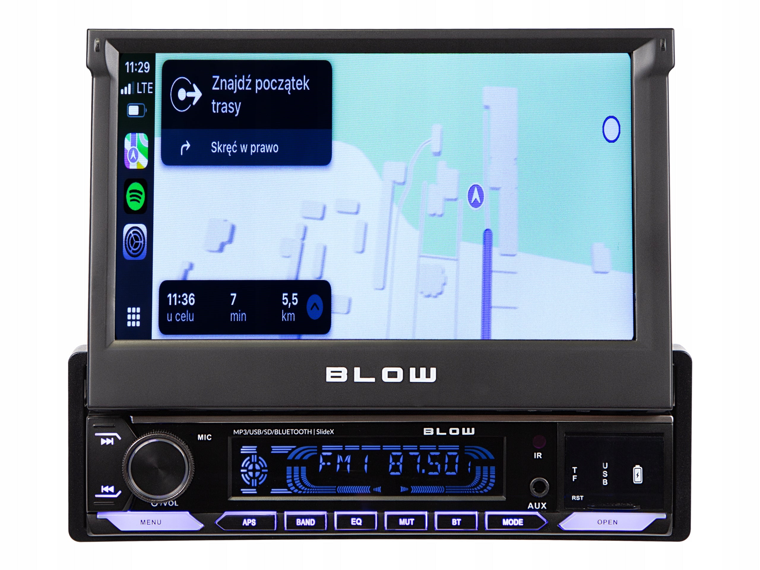CAR RADIO 1-DIN 7 INCH RETRACTABLE TOUCH SCREEN CARPLAY ANDROID AUTO Manufacturer code 78-340#