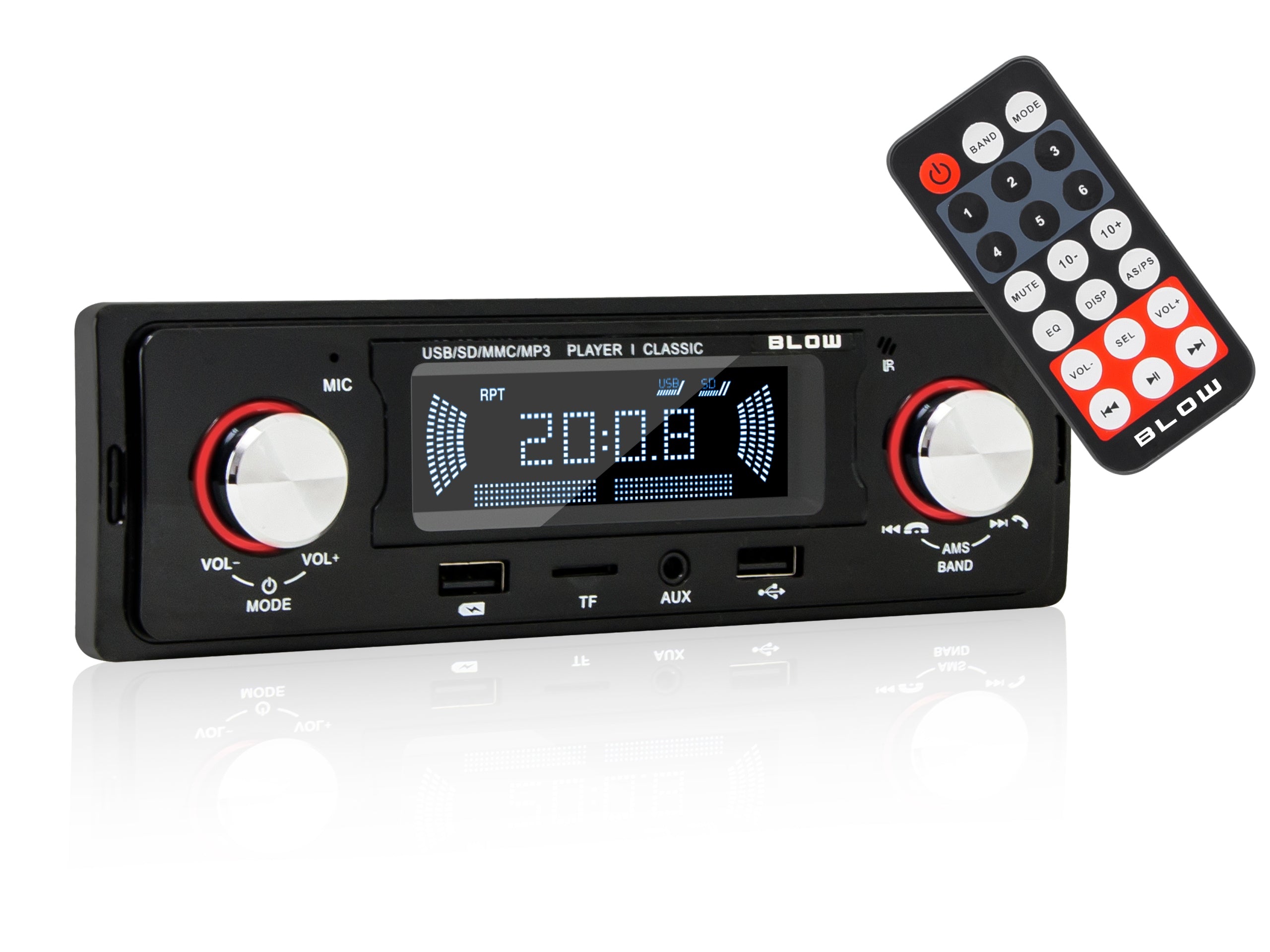 CAR RADIO 1-DIN BLUETOOTH USB SD AUX RDS MP3 REMOTE CONTROL BATTERY SET Packaging status original