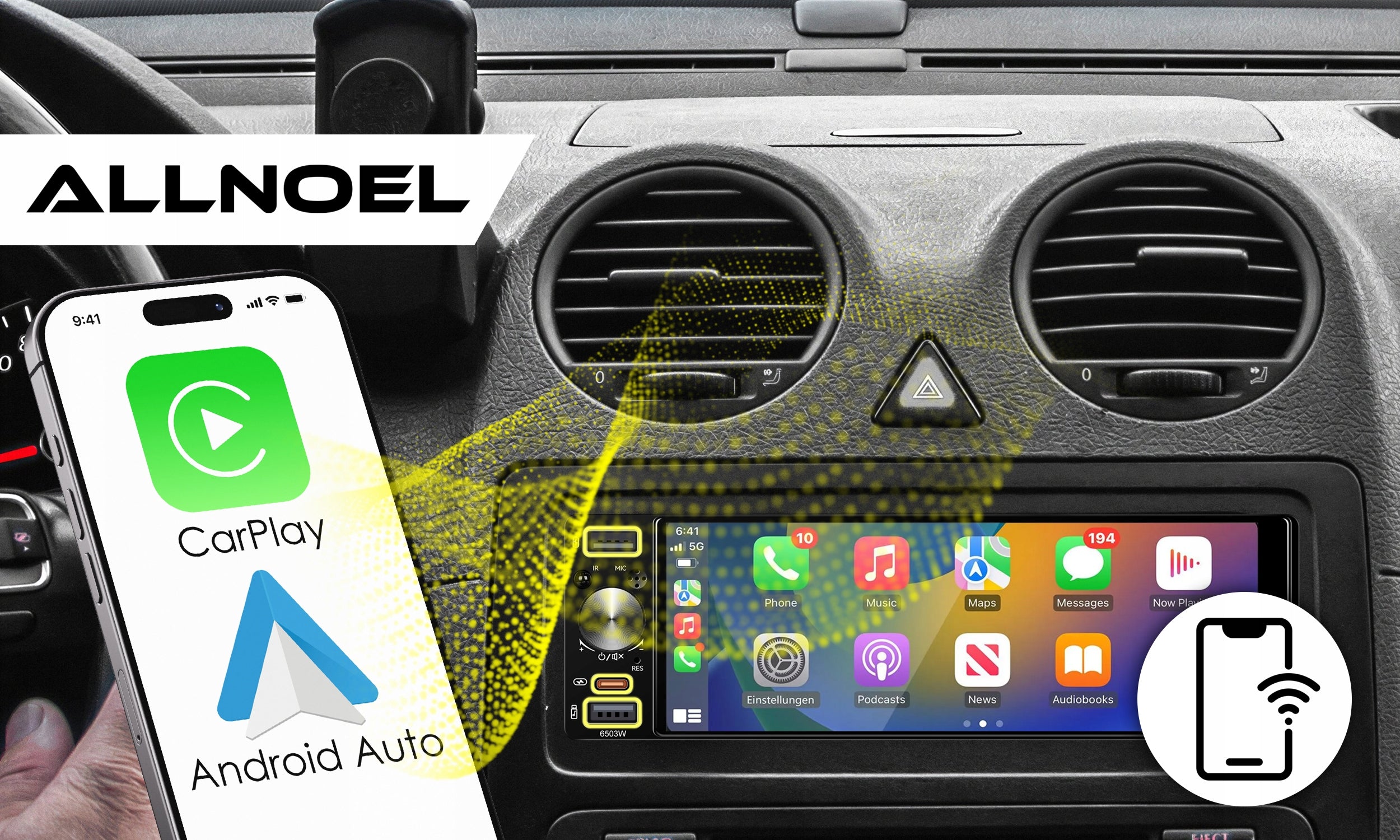 CAR RADIO 1 DIN USB ANDROID AUTO CARPLAY MIRROR LINK REVERSING CAMERA Manufacturer code Radio 1 DIN / CarPlay / Android Auto