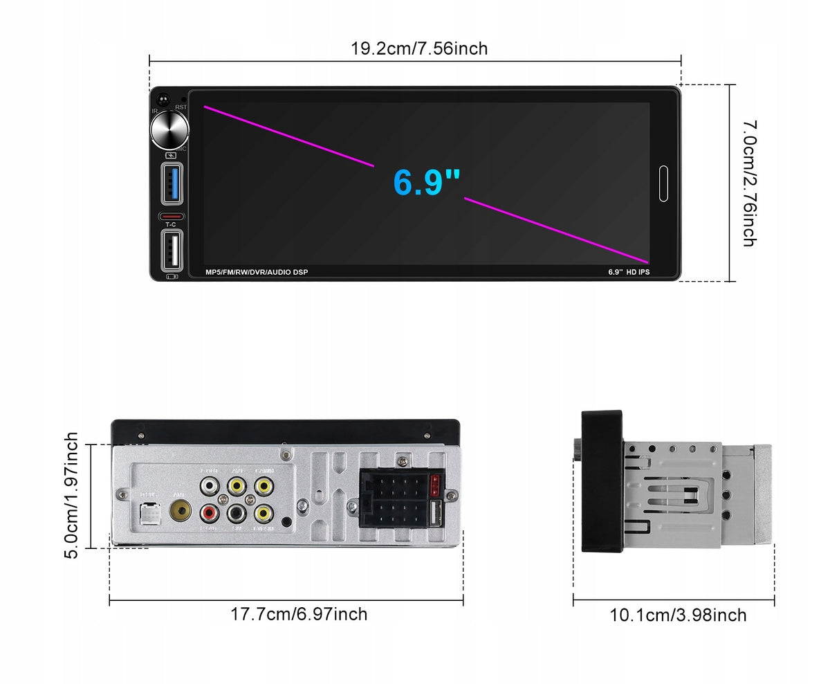 CAR RADIO 1 DIN USB ANDROID AUTO CARPLAY MIRROR LINK REVERSING CAMERA Packaging status original