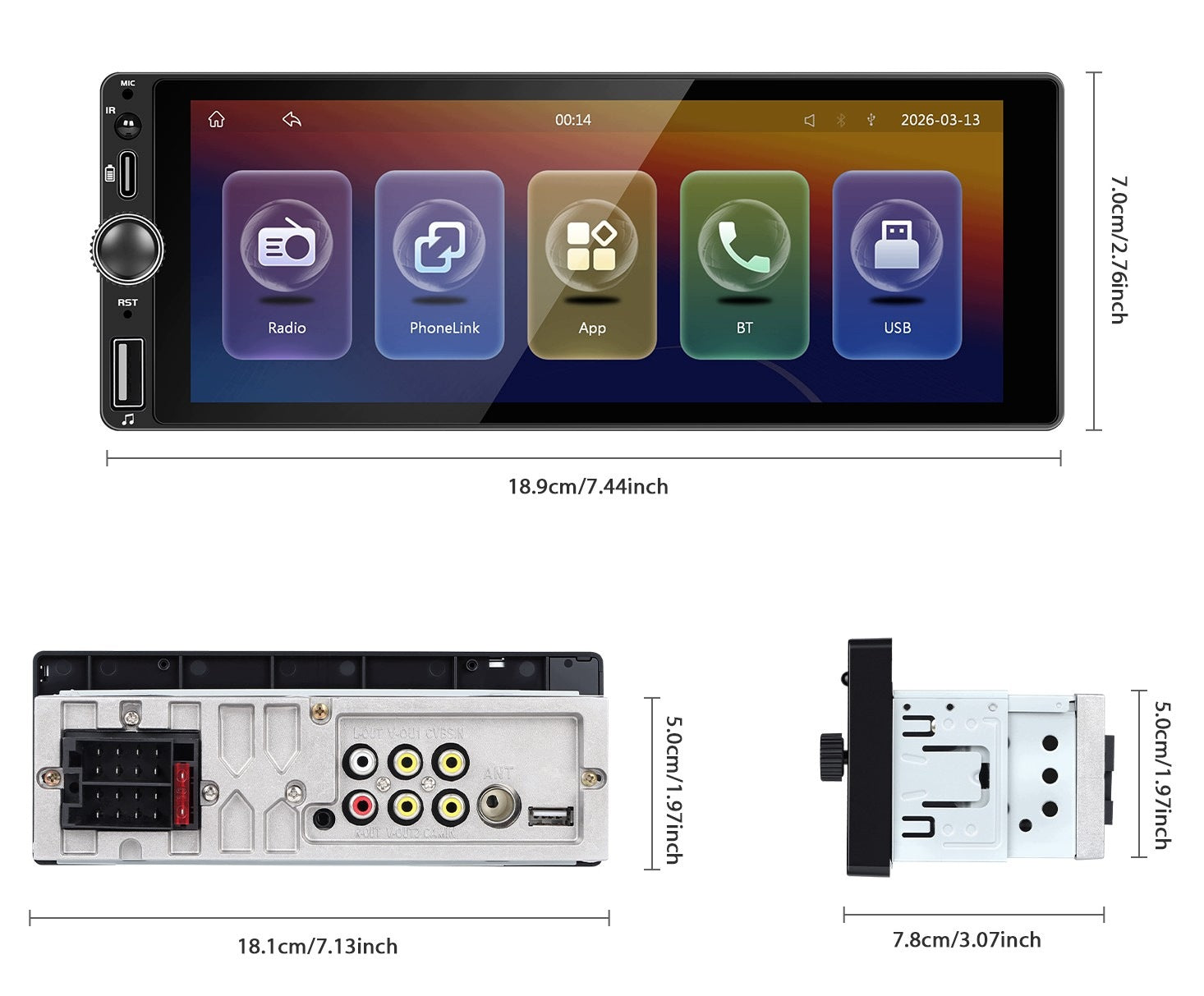 CAR RADIO 1 DIN USB ANDROID AUTO CARPLAY MIRROR LINK REVERSING CAMERA Packaging status original