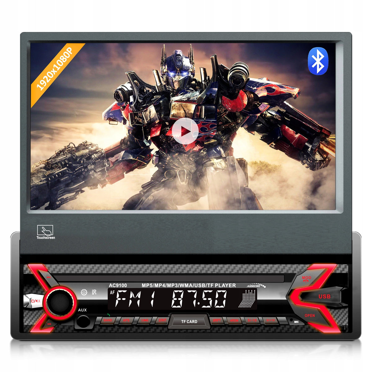 CAR RADIO 1DIN 7'' BT RETRACTABLE TOUCH SCREEN Brand Audiocore
