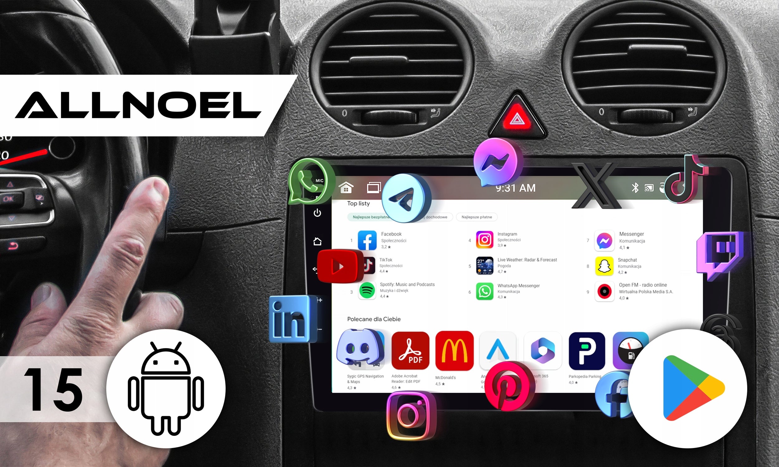 CAR RADIO 2 DIN 9'' CARPLAY ANDROID WIFI GPS TOUCH FM 4GB/64GB Manufacturer code Radio 2 DIN 4GB RAM / Uniwersalne