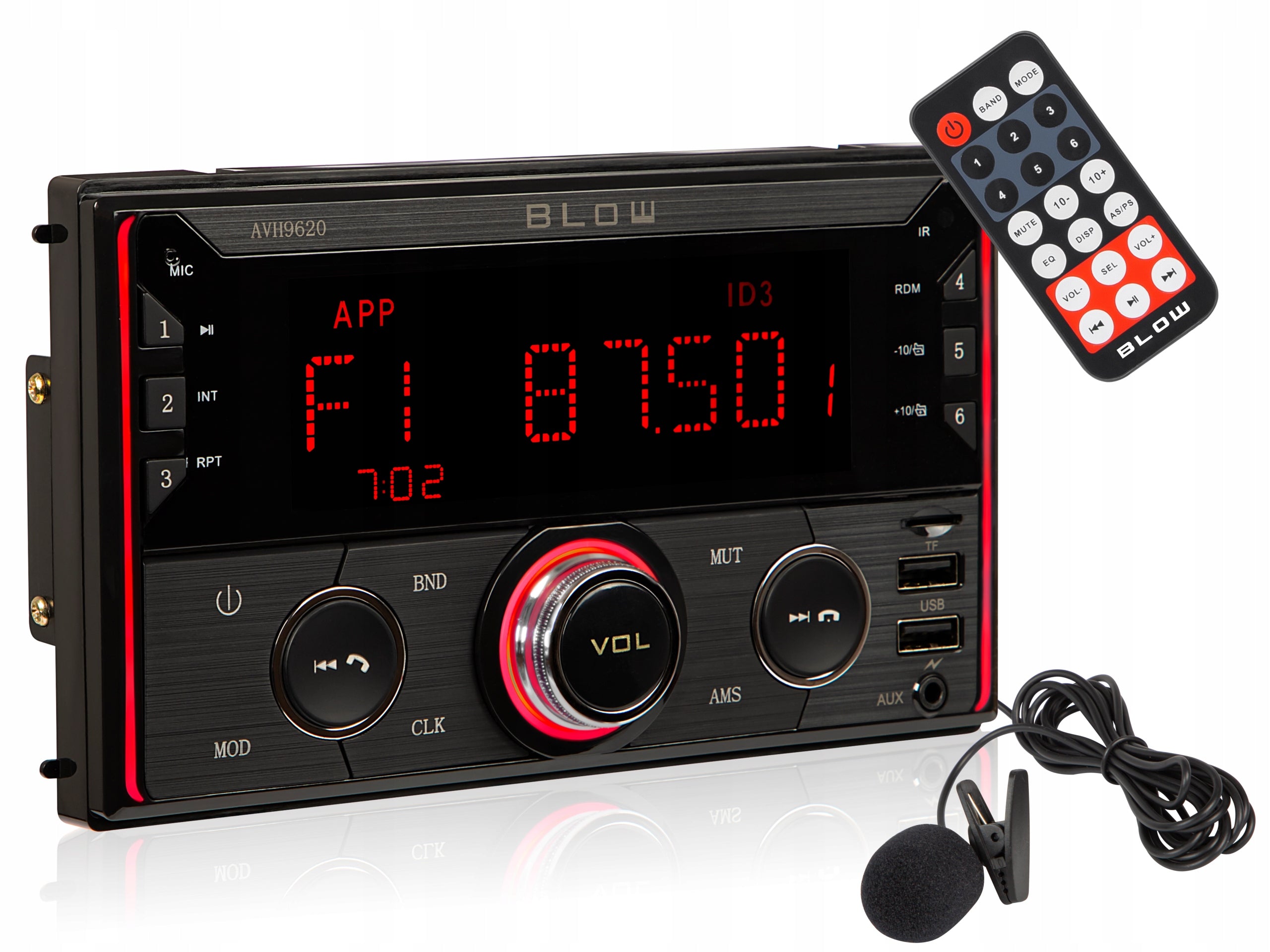 CAR RADIO 2-DIN BLUETOOTH USB SD RDS LCD RGB MICROPHONE REMOTE CONTROL KIT Packaging status original