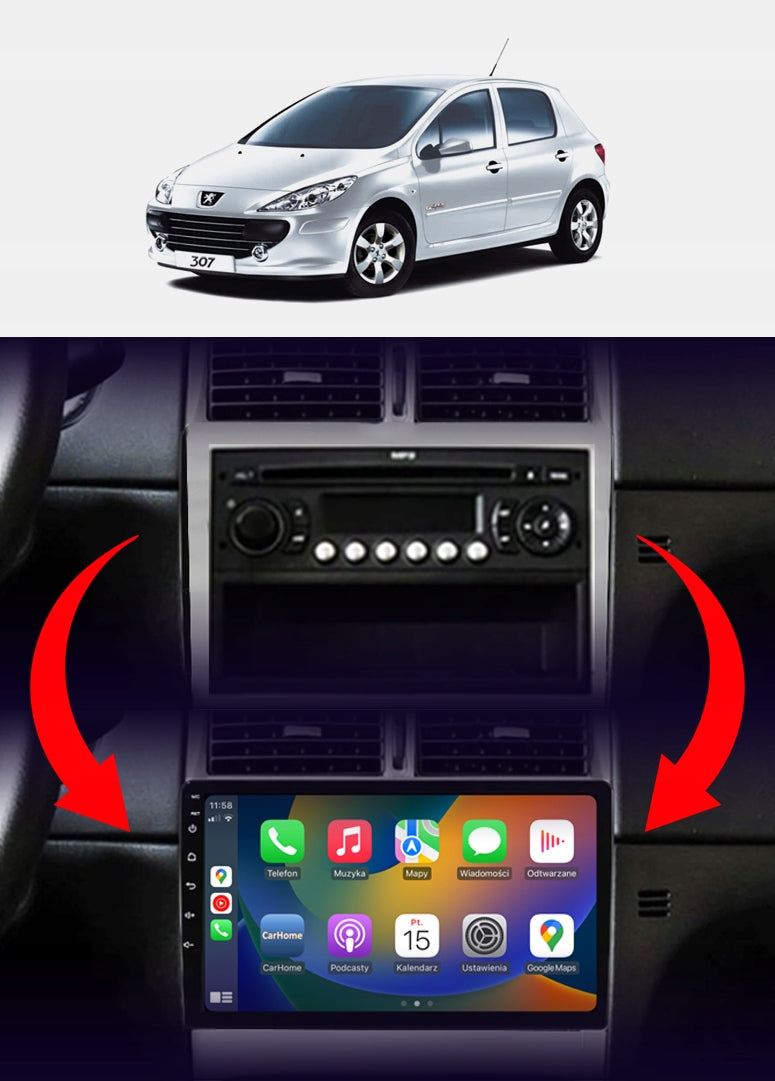 CAR RADIO 2DIN NCS RS-305 PEUGEOT 307 2001-2008 ANDROID NAVIGATION Packaging status original