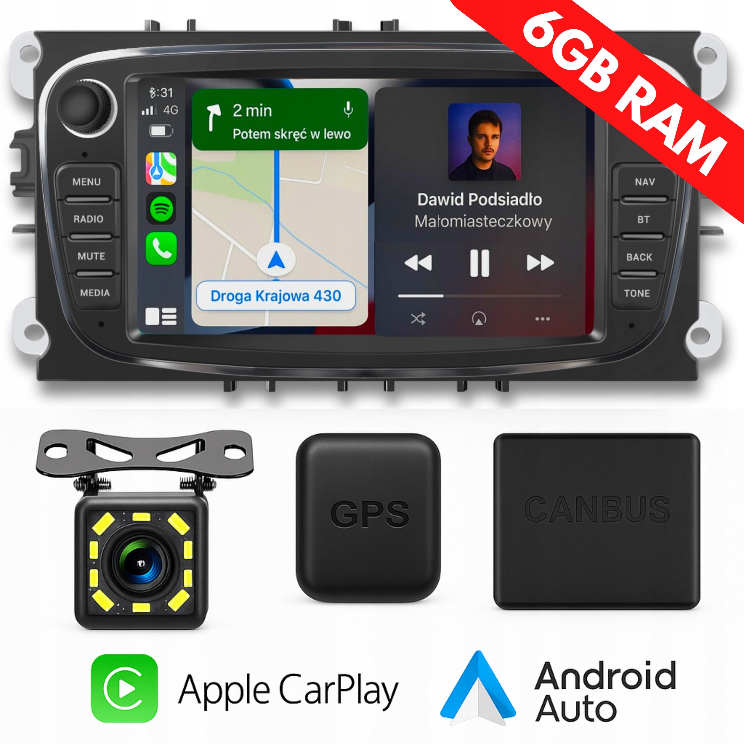 CAR RADIO 6GB FRAME FORD MK4 FOCUS MK2 MK3 GALAXY WIFI ANDROID