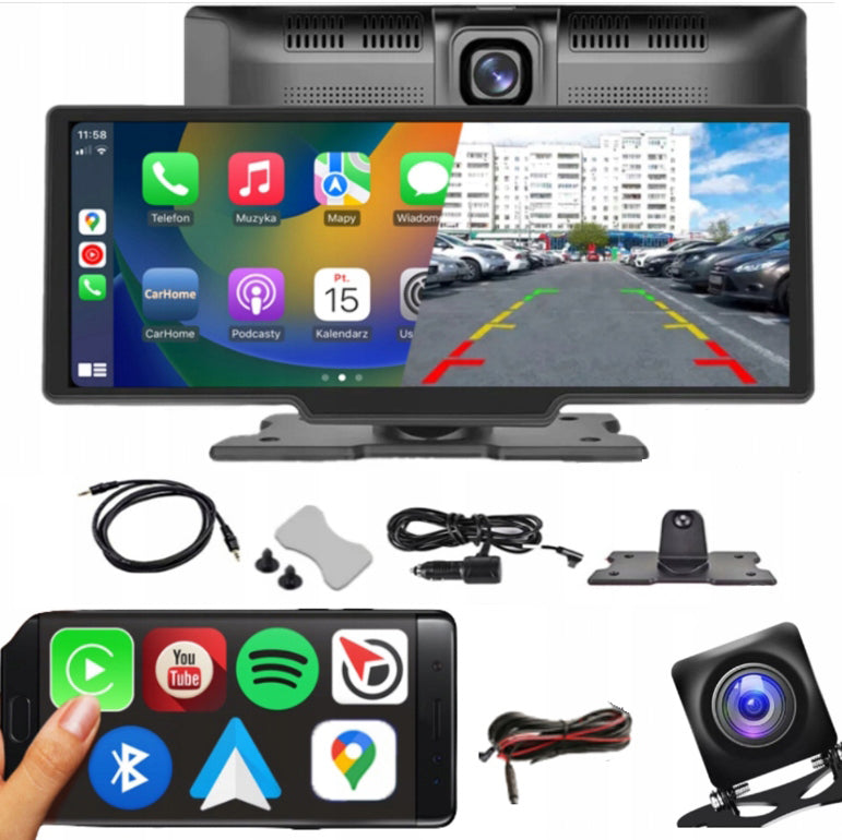 CAR RADIO ANDROID APPLE CARPLAY STATION +2 CAMERAS BLUETOOTH MONITOR