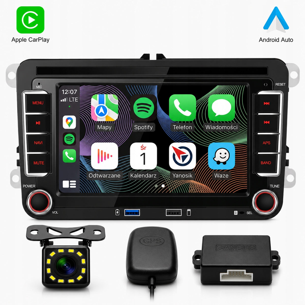 CAR RADIO Android Auto CarPlay VOLKSWAGEN PASSAT CADDY GOLF TOURAN