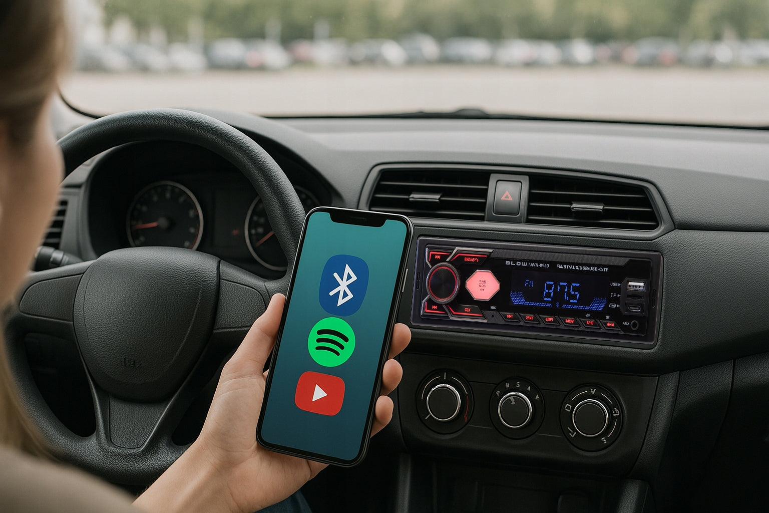 CAR RADIO BLUETOOTH 1-DIN RDS USB-C AUX RCA SD LCD MP3 MICROPHONE Manufacturer code 78-347#