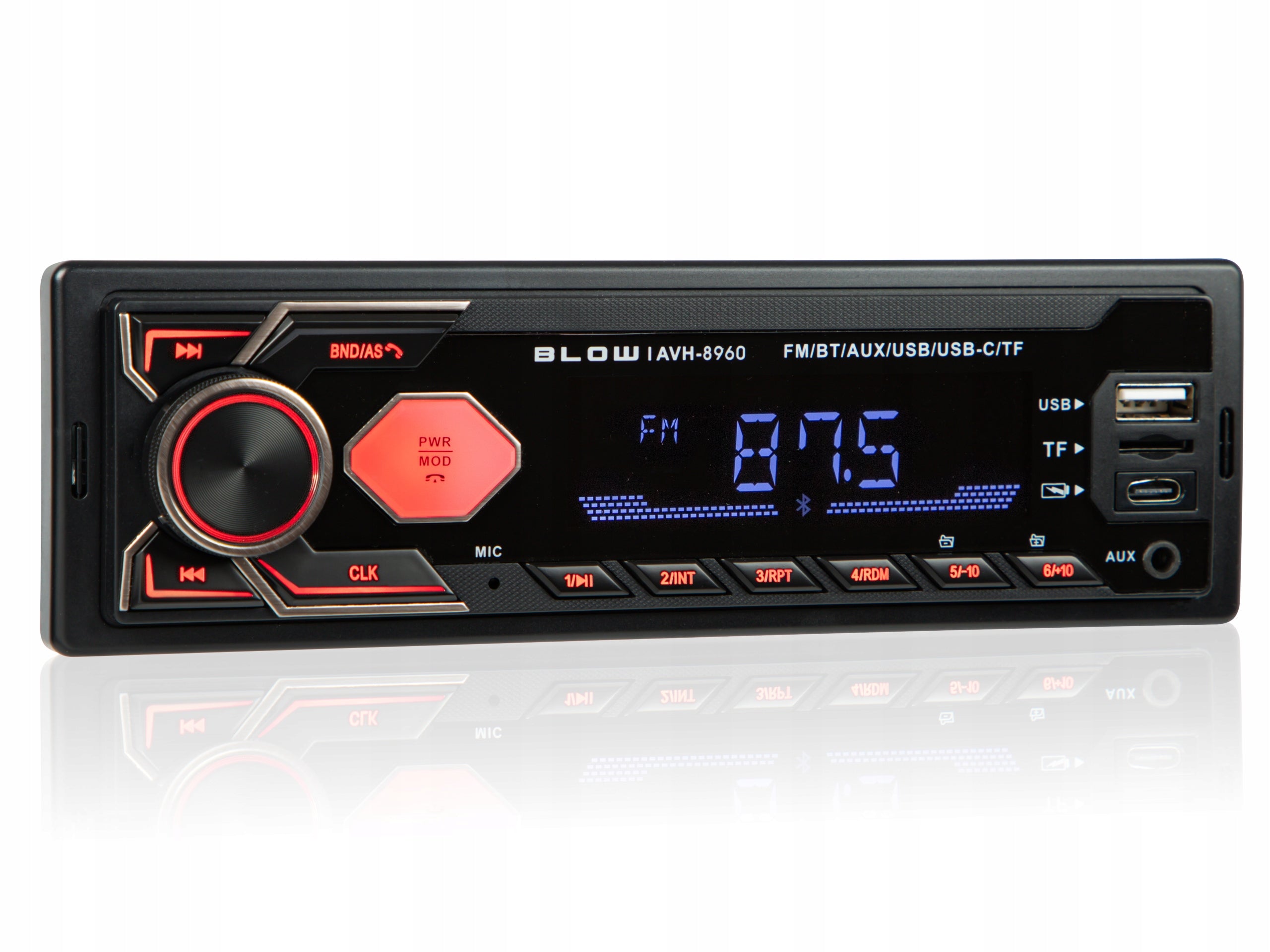 CAR RADIO BLUETOOTH 1-DIN RDS USB-C AUX RCA SD LCD MP3 MICROPHONE Packaging status original