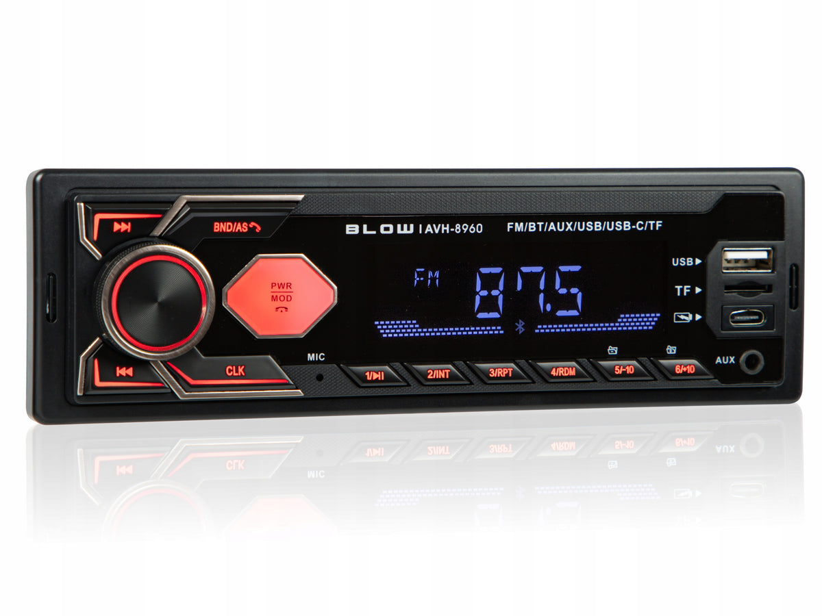 CAR RADIO BLUETOOTH 1-DIN RDS USB-C AUX RCA SD MP3 LCD MICROPHONE Packaging status original
