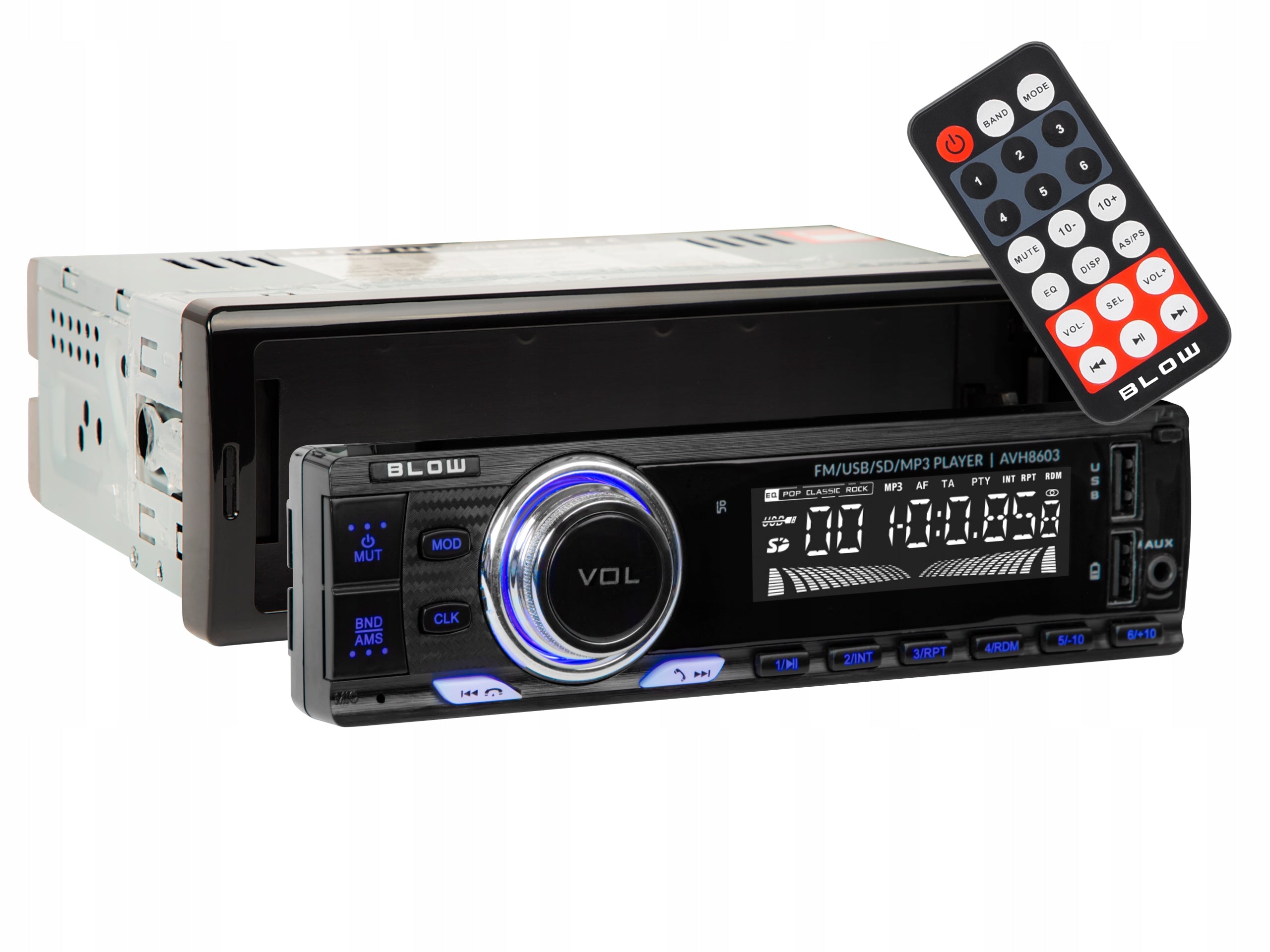 CAR RADIO BLUETOOTH 1-DIN RDS USB SD AUX REMOTE CONTROL DETACHABLE PANEL Packaging status original