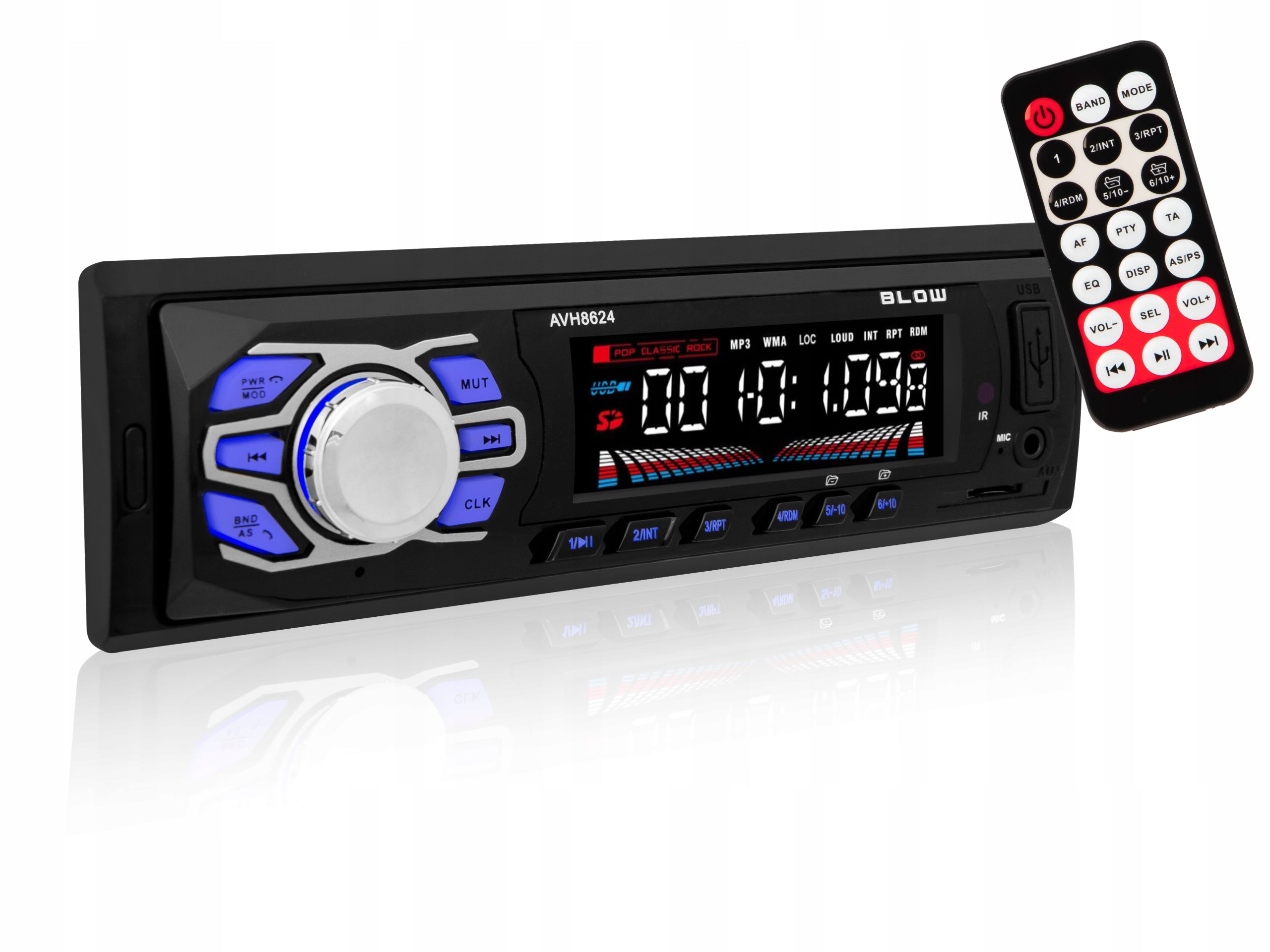 CAR RADIO BLUETOOTH 1 DIN SD USB AUX RDS EQUALIZER LCD DISPLAY Manufacturer code 78-269#