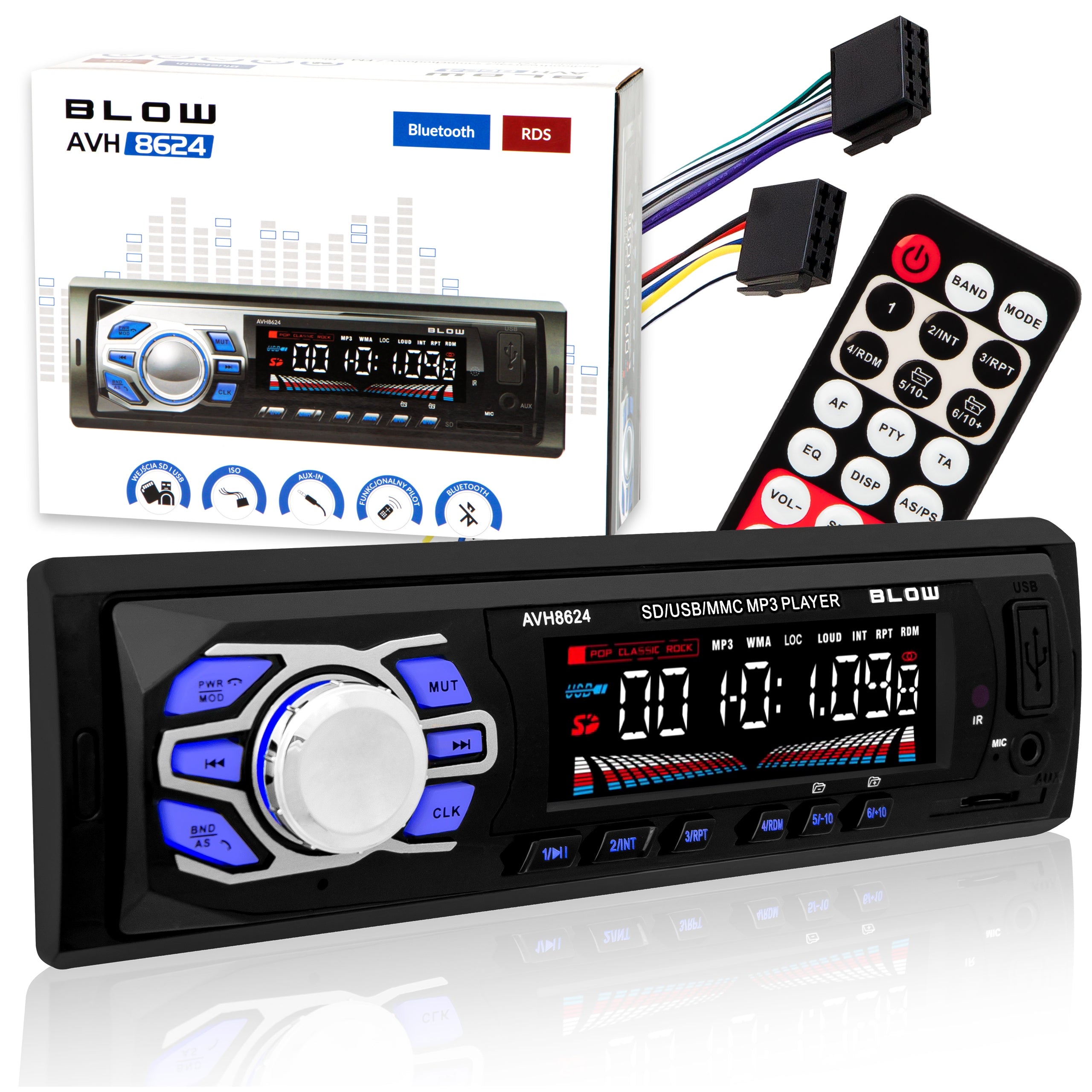 CAR RADIO BLUETOOTH 1 DIN SD USB AUX RDS EQUALIZER LCD DISPLAY Packaging status original