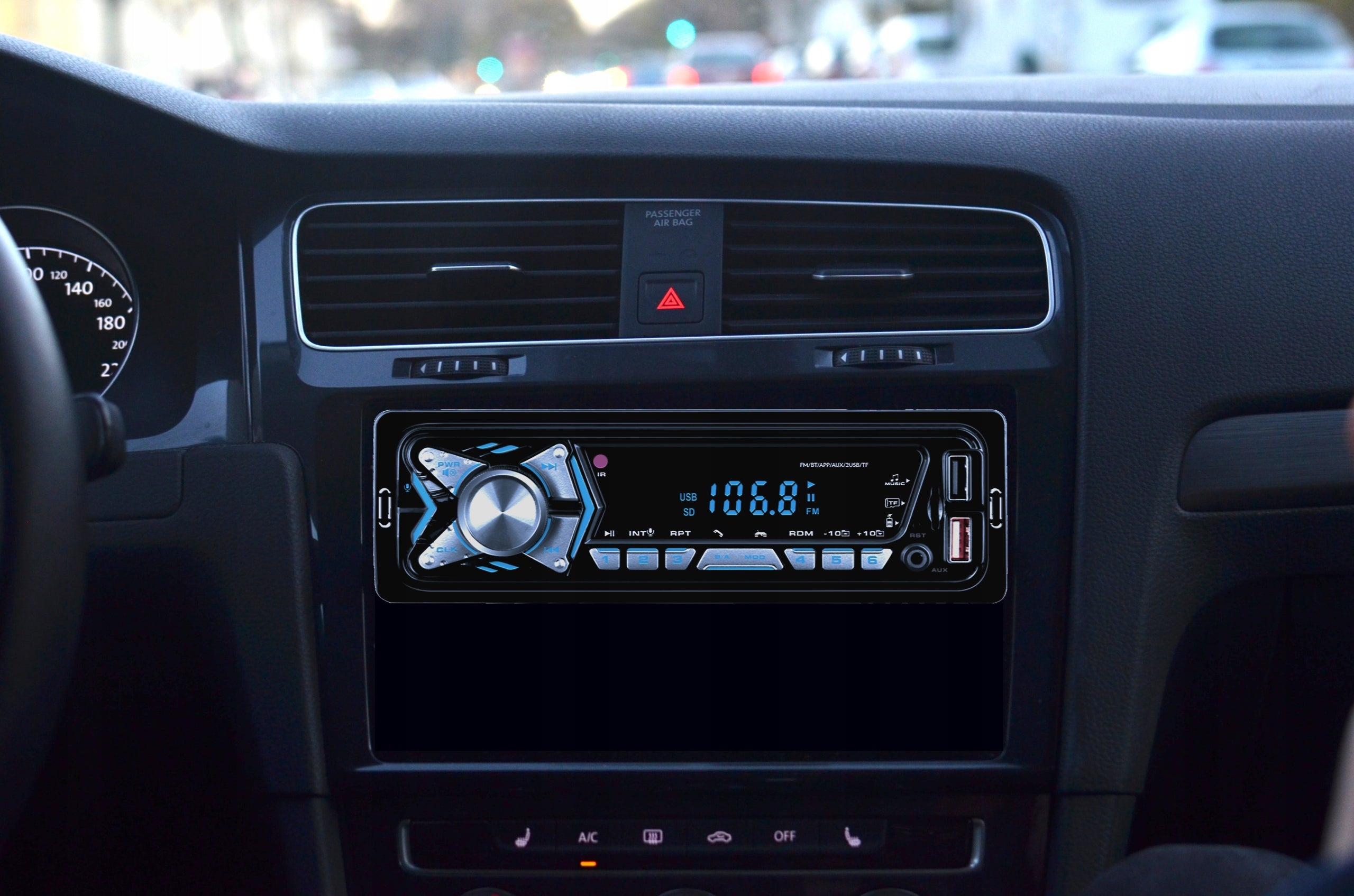 CAR RADIO BLUETOOTH 1-DIN USB AUX SD MICROPHONE REMOTE CONTROL BATTERY Packaging status original