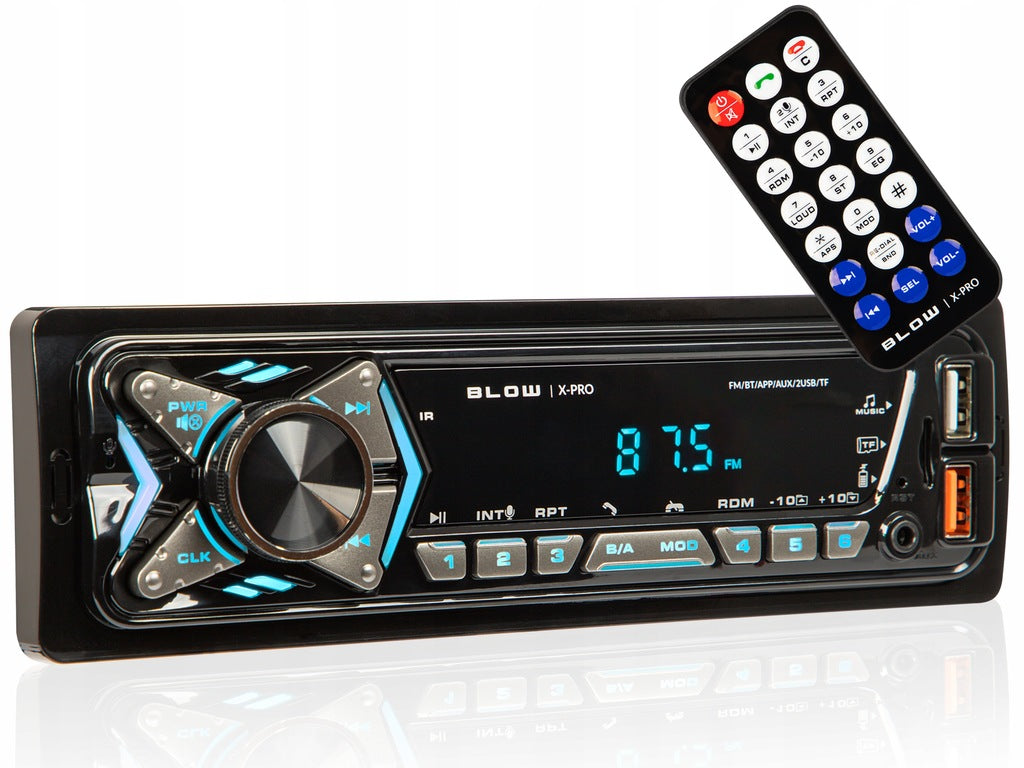 CAR RADIO BLUETOOTH 1-DIN USB AUX SD MICROPHONE REMOTE CONTROL BATTERY SET Packaging status original