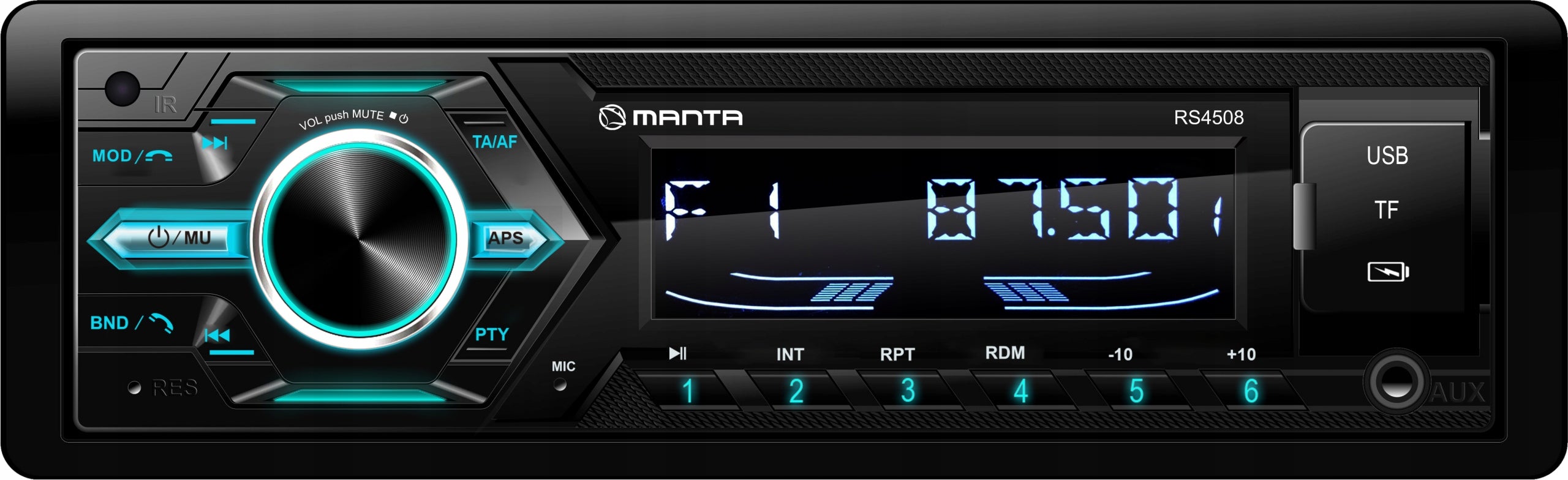 CAR RADIO BLUETOOTH PLAYER REMOTE CONTROL USB MP3 SD RDS MICROPHONE Manufacturer code Radio samochodowe bluetooth 1 DIN 1DIN RS4508