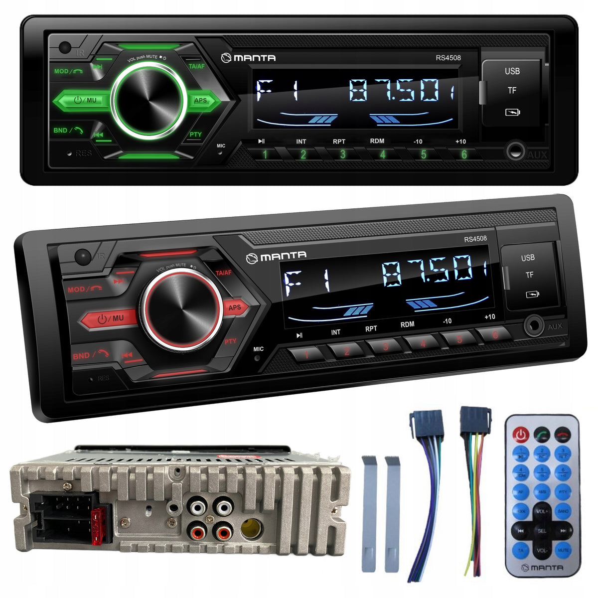 CAR RADIO BLUETOOTH PLAYER REMOTE CONTROL USB MP3 SD RDS MICROPHONE