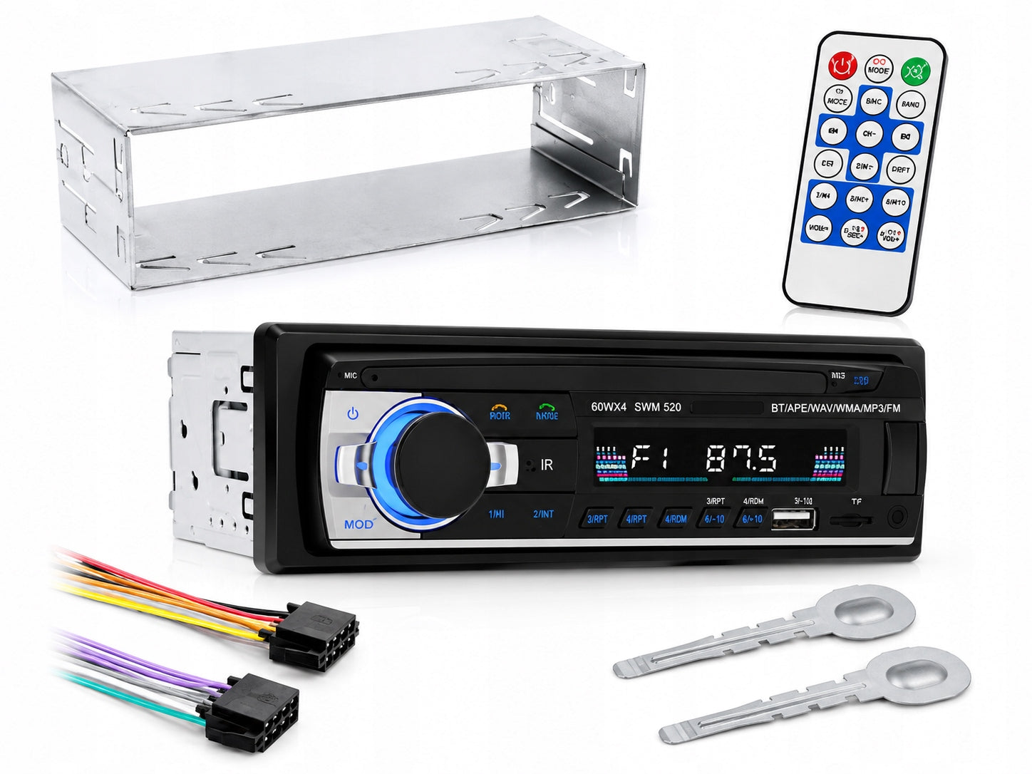 CAR RADIO BLUETOOTH USB SD MP3 AUX 1DIN SET + REMOTE CONTROL Manufacturer code M024