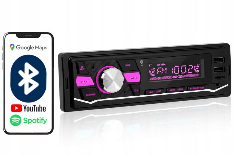 CAR RADIO BT 4x50W VARIOUS COLORS BLUETOOTH 5.0 USB SD AUX MP3 Packaging status original
