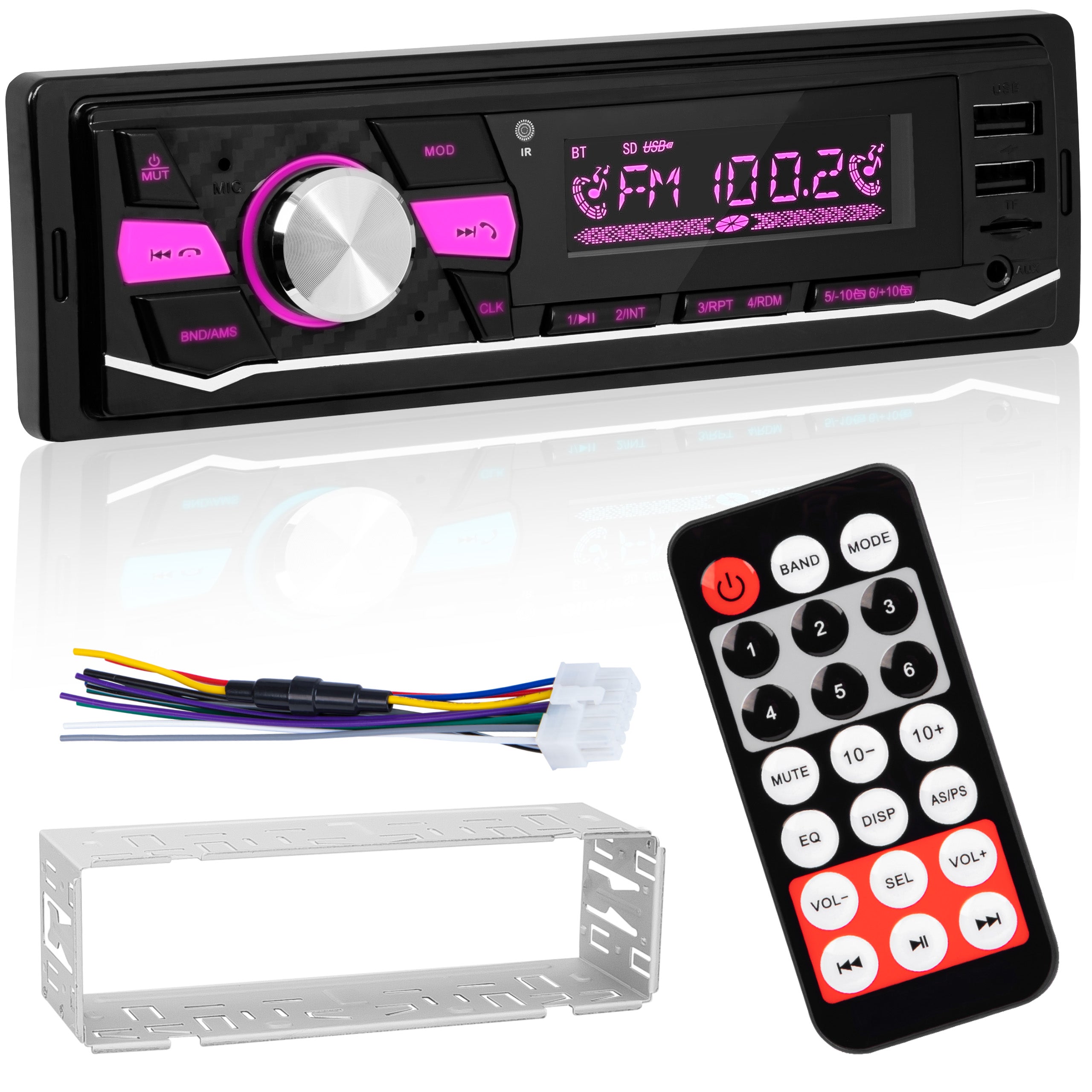CAR RADIO BT 4x50W VARIOUS COLORS BLUETOOTH 5.0 USB SD AUX MP3