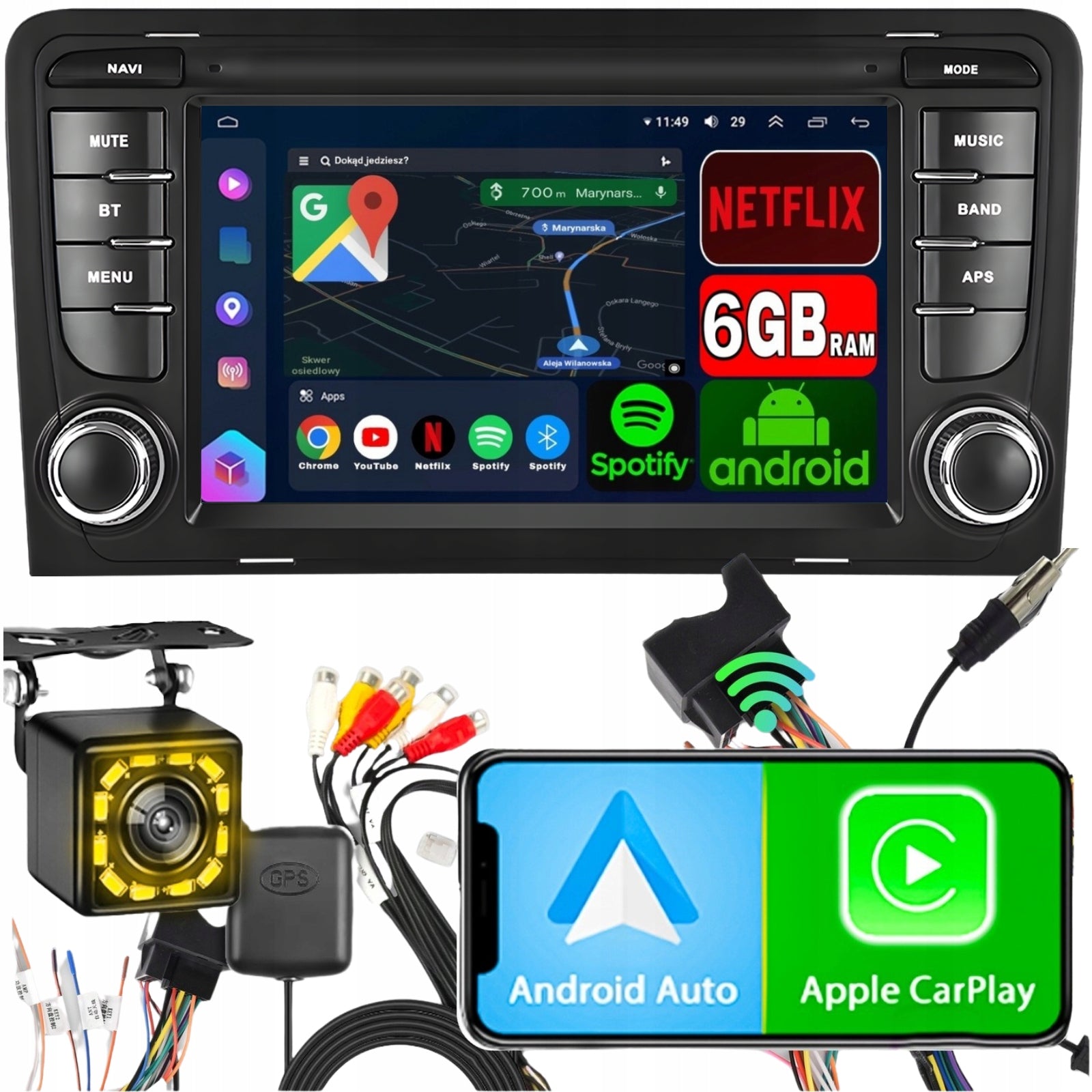 CAR RADIO FOR AUDI A3 ANDROID CARPLAY GPS WIFI RDS NAVIGATION 6GB RAM