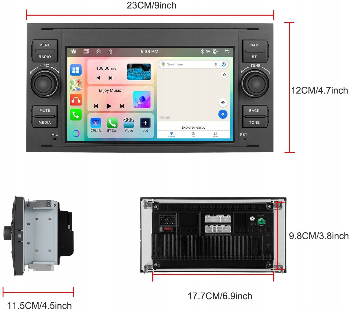 CAR RADIO FOR FORD KUGA S-MAX C-MAX CARPLAY RDS GPS WIFI ANDROID 6GB Packaging status original