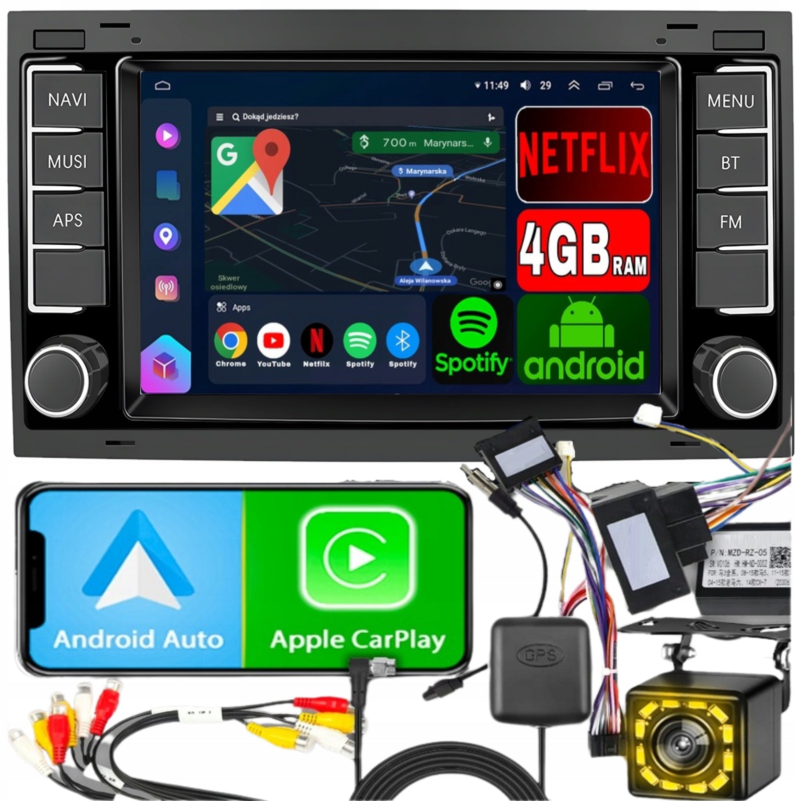 CAR RADIO FOR VOLKSWAGEN VW MULTIVAN TOUAREG ANDROID GPS WIFI BT 4GB