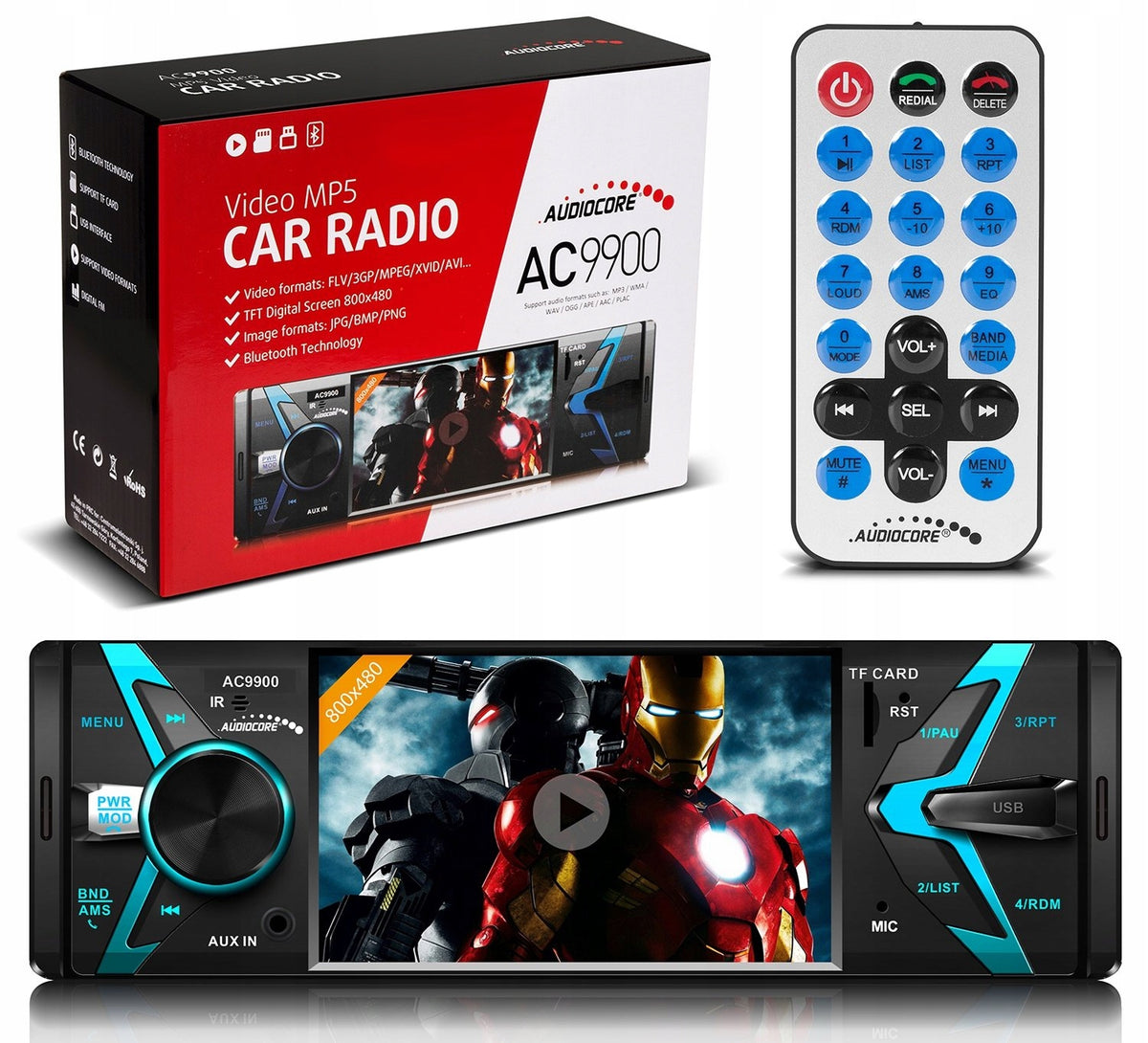 CAR RADIO MP5 4" SCREEN AVI USB SD BLUETOOTH REMOTE CONTROL Audiocore AC9900