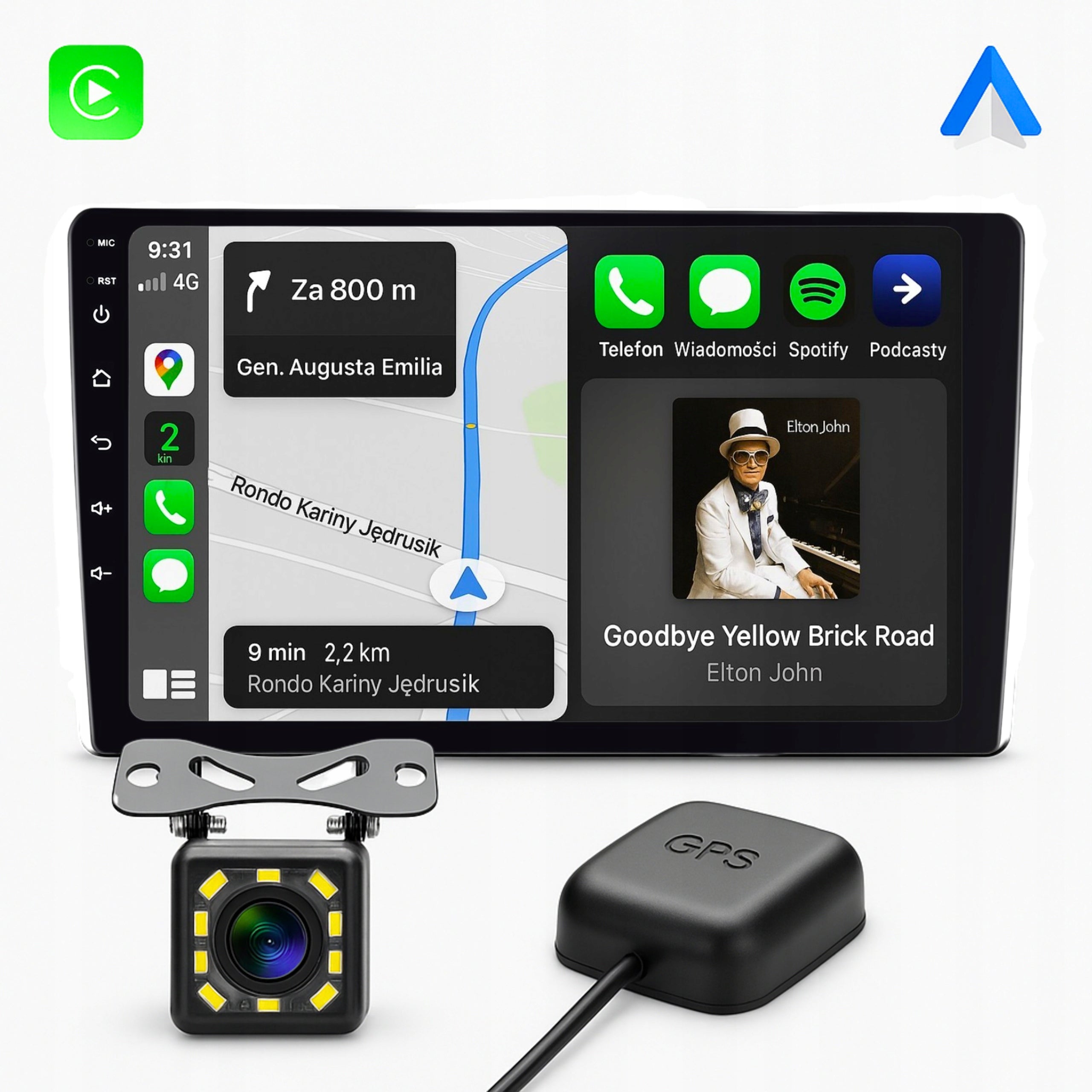 CAR RADIO NAVIGATION 2DIN 4GB/64GB ANDROID AUTO CARPLAY BT RDSDSP 9"