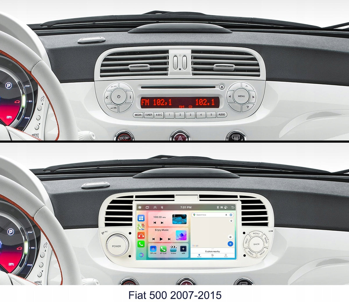 CAR RADIO for Fiat 500 2007-2015 WiFi CarPlay Android GPS FM 4GB RAM Packaging status original