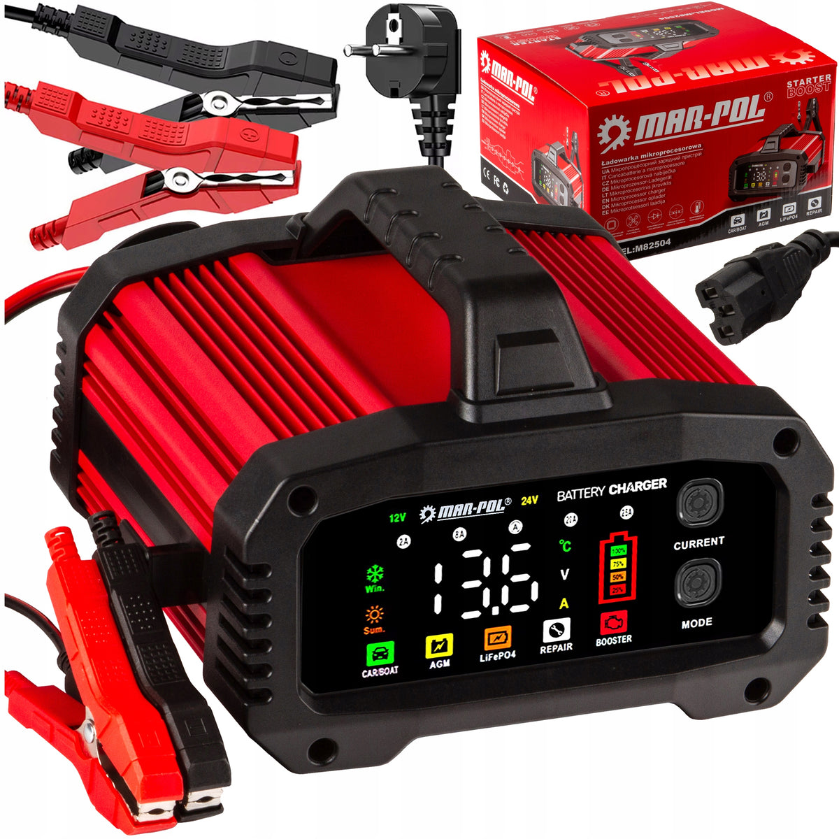 CAR RECTIFIER FOR BATTERY WITH START BOOSTER 12V 24V 25A