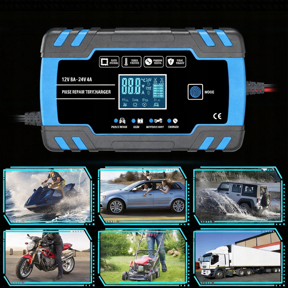 CAR RECTIFIER FOR TRACTORS AND WINCHES 2 CHARGING MODES LCD Brand Foxsur