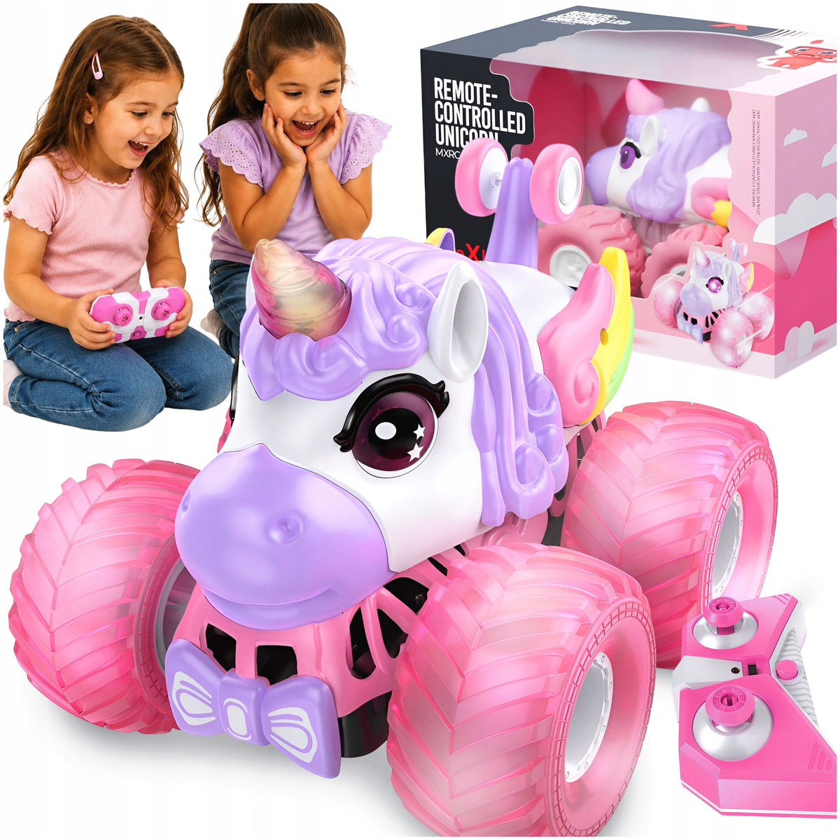 CAR REMOTE CONTROLLED PILOT UNICORN PINK 4X4 RC GLOWING