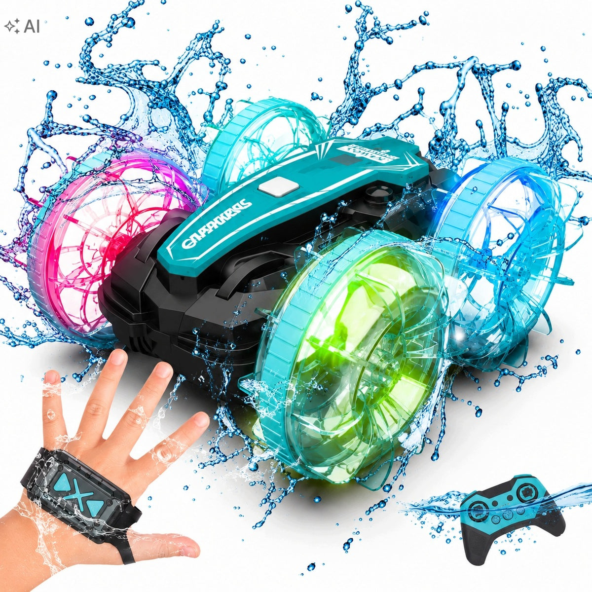 CAR REMOTE CONTROLLED RC GESTURES AMPHIBIA 4x4 360° FLOATING 2 REMOTE CONTROLS
