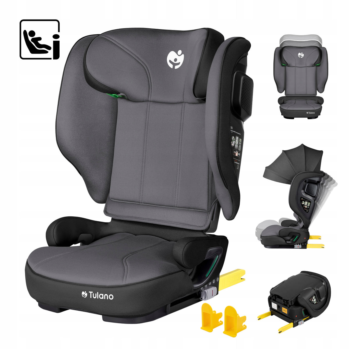 CAR SEAT 15-36 kg ISOFIX Tulano STAND i-Size + VISOR grey