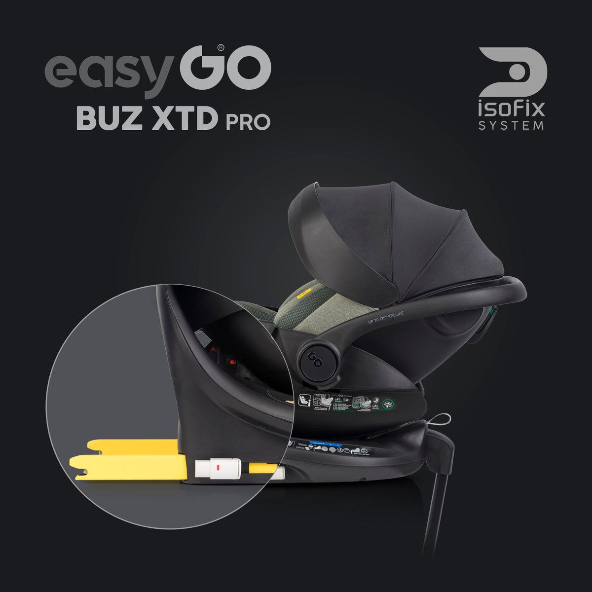 CAR SEAT BASE ISOFIX SWIVEL FOLDING EASYGO BUZ XTD GREENER Brand Easy Go