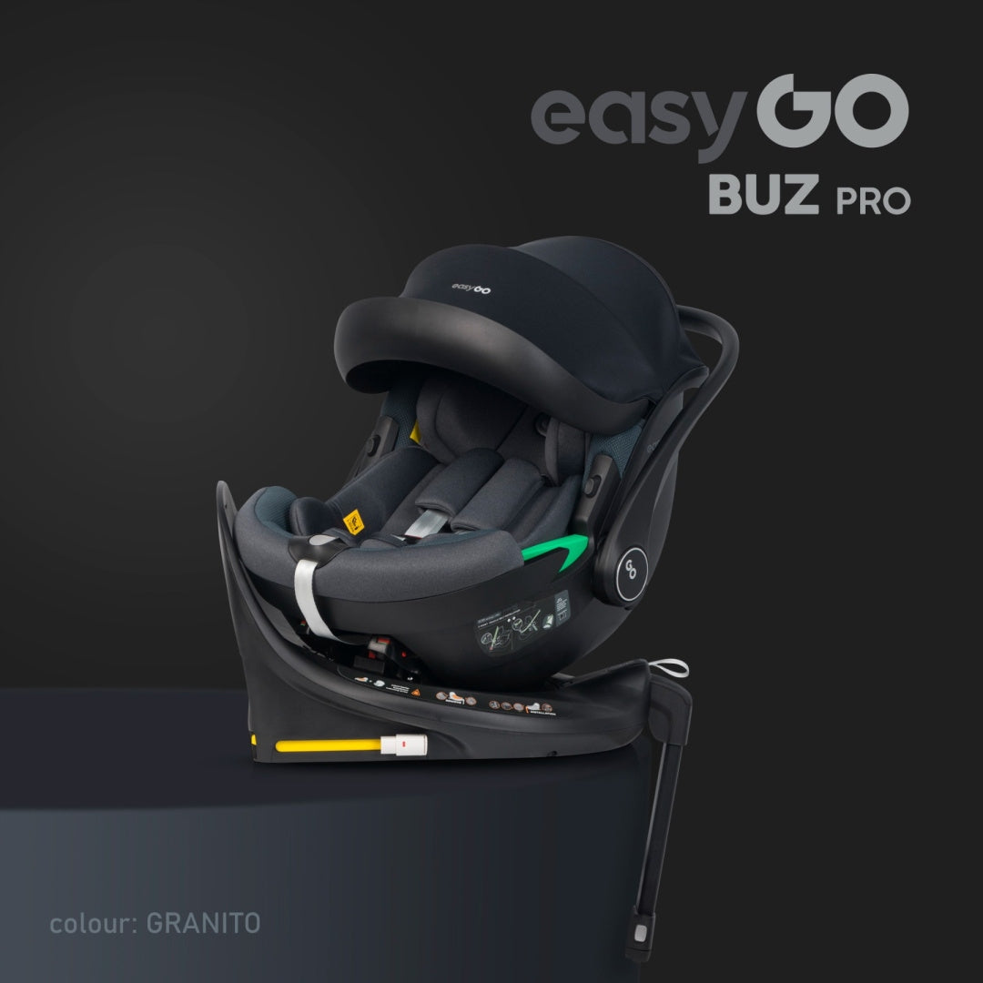CAR SEAT BUZ PRO GRANITO WITH BASE ISOFIX FROM 40 TO 87 CM Manufacturer code EASYGO BUZ PRO z obrotową bazą 40 cm 87 cm