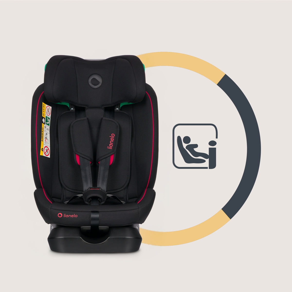 CAR SEAT FRONT REAR RWF FWF 40-150 CM 0-36KG LIONELO AART I-SIZE Manufacturer code LO-AART I-SIZE BLACK RED