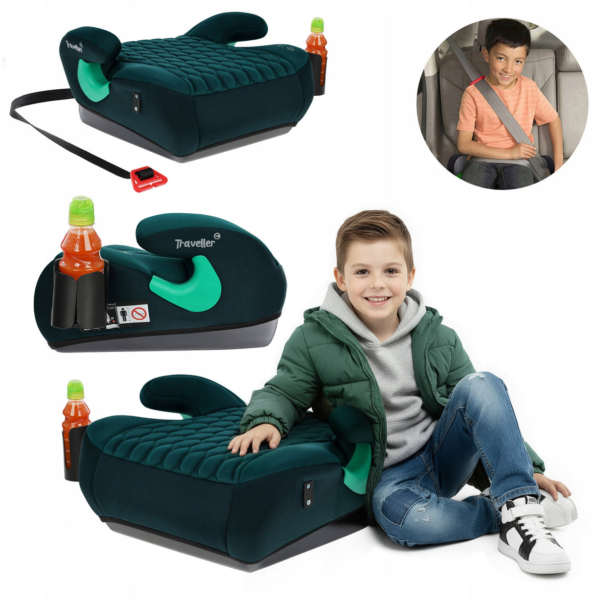 CAR SEAT PAD SEAT GREEN QUILTED R129 125-150 CM