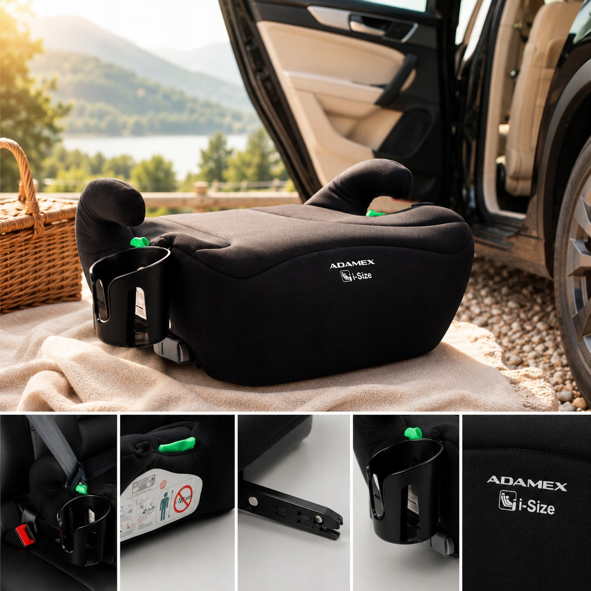 CAR STAND ADAMEX JAZZ ISOFIX I-SIZE 125-150CM CUP HOLDER Brand Adamex