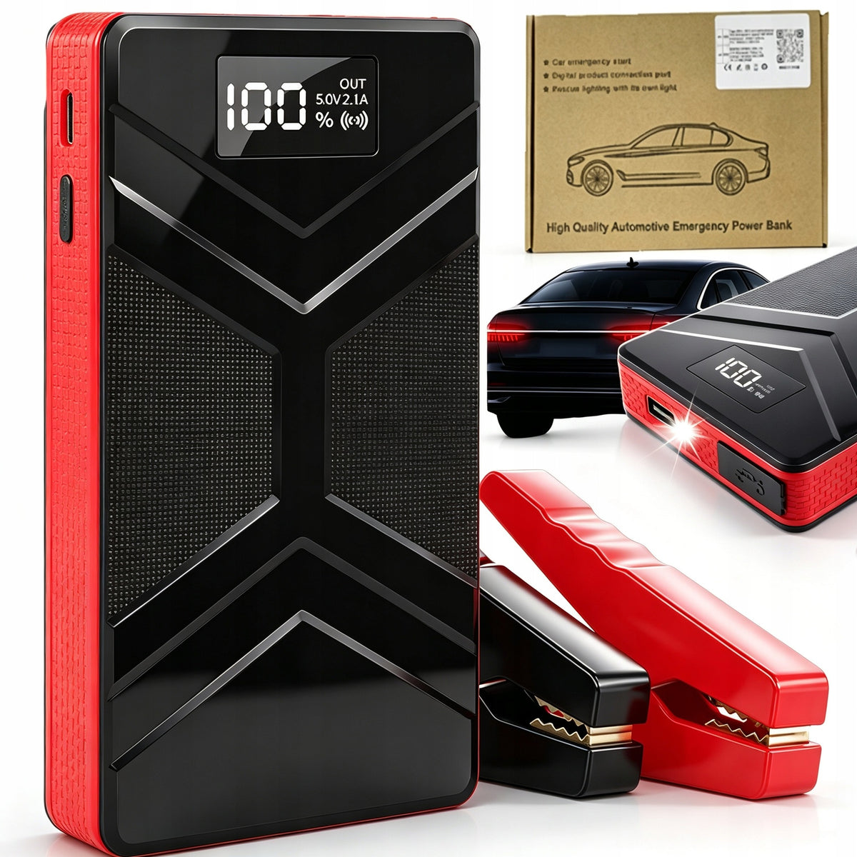 CAR STARTER 800A POWERBANK WITH USB 3IN1 CABLE AND LED FLASHLIGHT