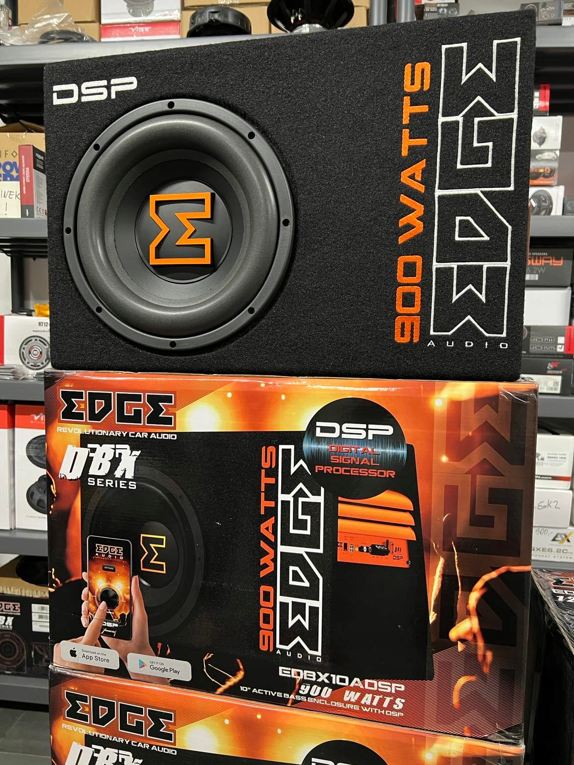 CAR SUBWOOFER ACTIVE 900W EDGE EDBX10ADSP-E3 DSP + CABLES SET Packaging status original