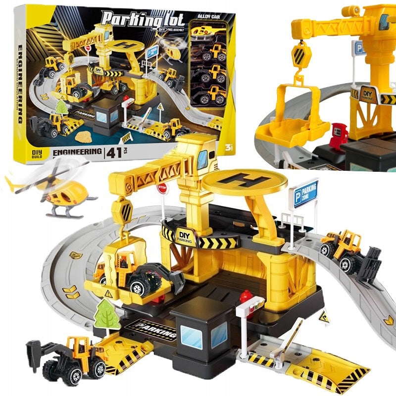 CAR TRACK PARKING CRANE CONSTRUCTION VEHICLES HELICOPTER FOR GIFT