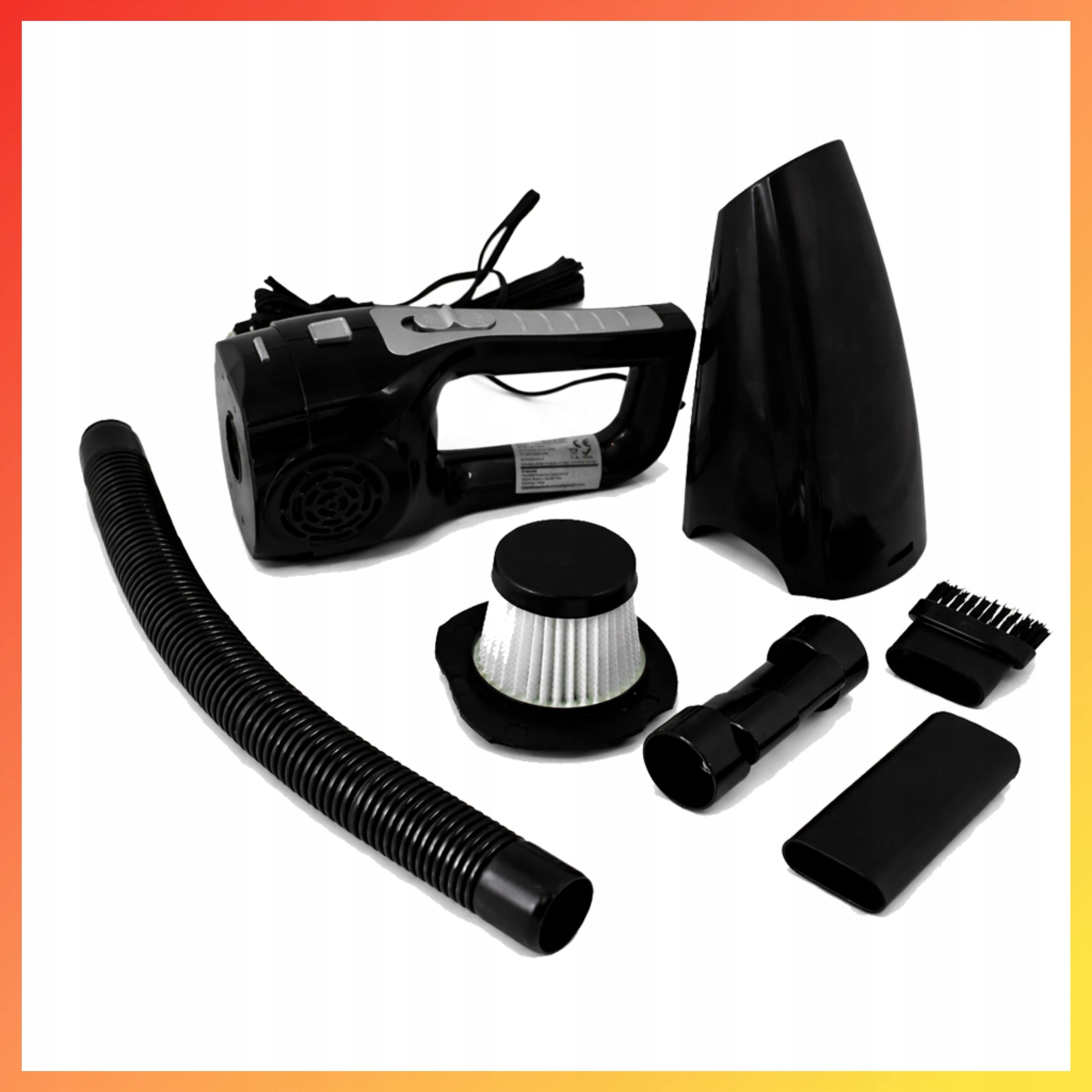 CAR VACUUM CLEANER STRONG MANUAL BAGLESS FOR CAR HEPA FILTER 120W 5M Dominant color black